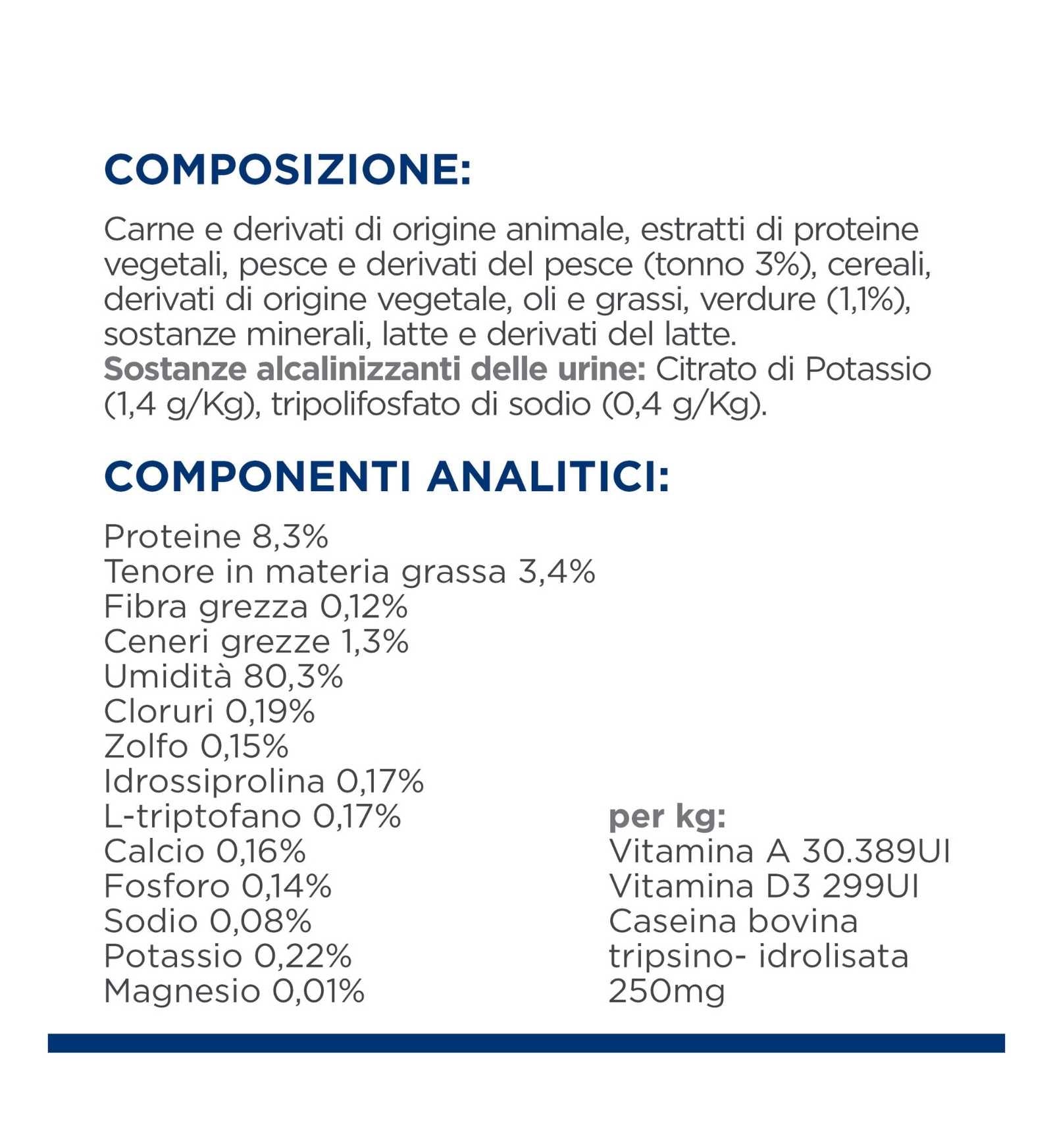 HILL'S PRESCRIPTION DIET GATTO C/D CON SPEZZATINO DI TONNO E VERDURE DA 82 GR IN LATTINA