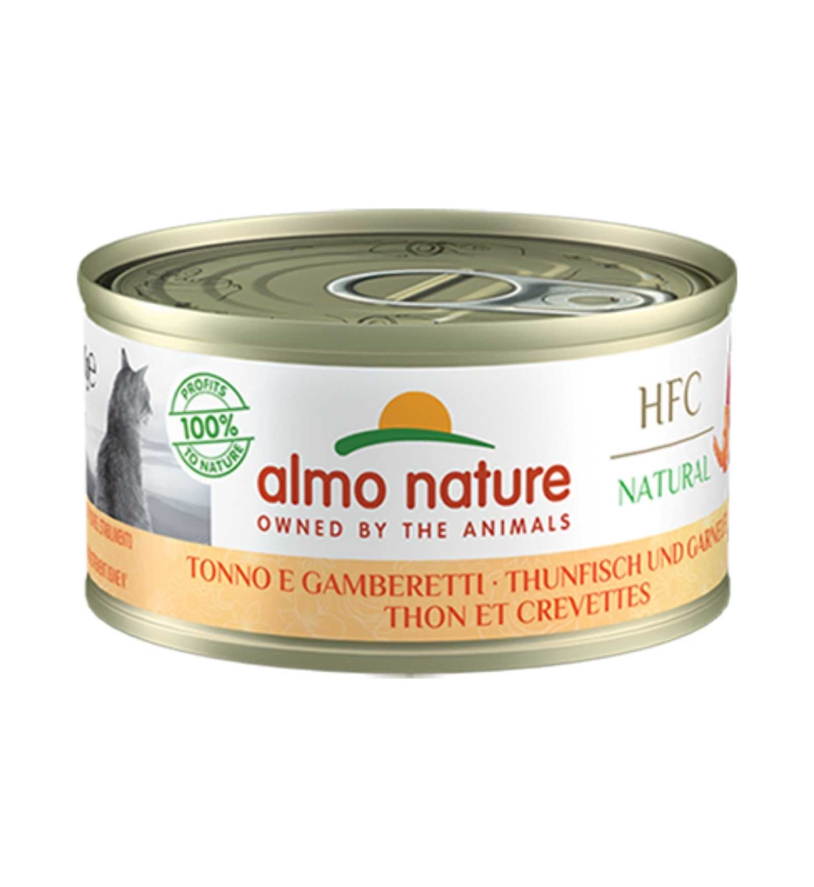 ALMO NATURE GATTO NATURAL CON TONNO E GAMBERETTI DA 70 GR IN LATTINA
