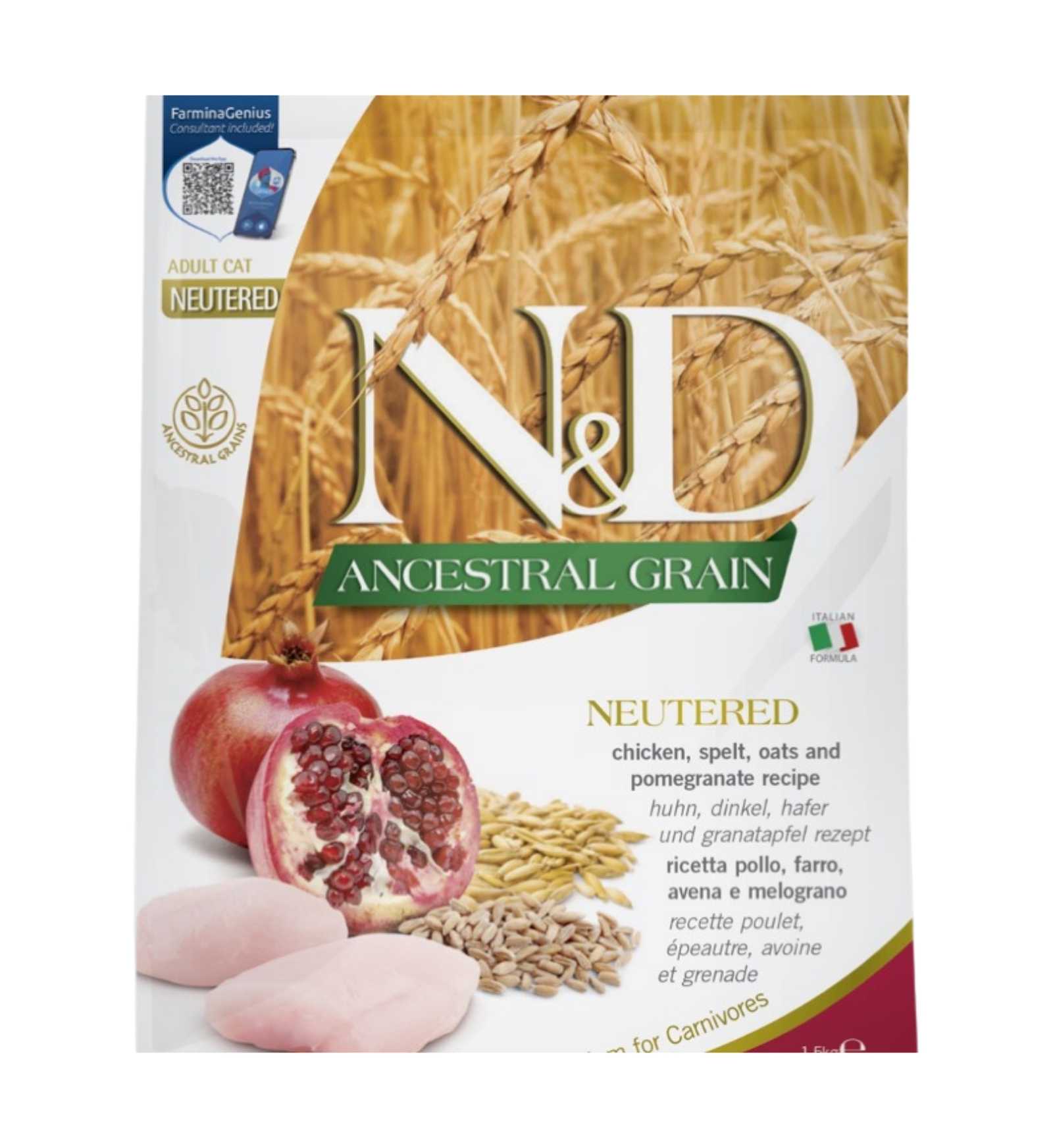 FARMINA N&D ANCESTRAL GATTO NEUTERED LOW GRAIN ADULT POLLO E MELOGRANO