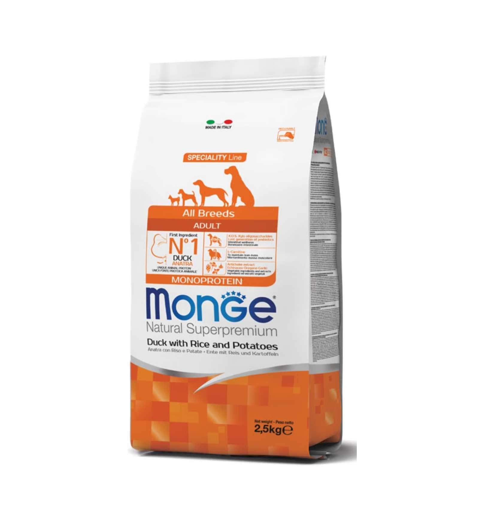 MONGE SUPERPREMIUM CANE ADULT ALL BREEDS ANATRA RISO E PATATE
