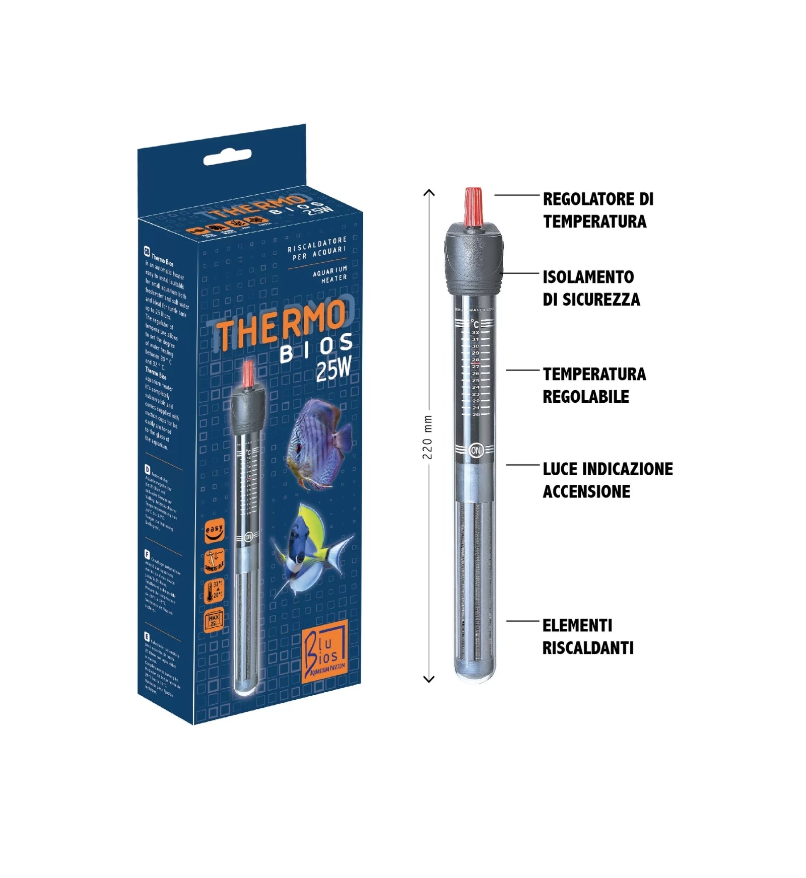 MANTOVANI PESCI RISCALDATORE THERMO BIOS 25 WATT