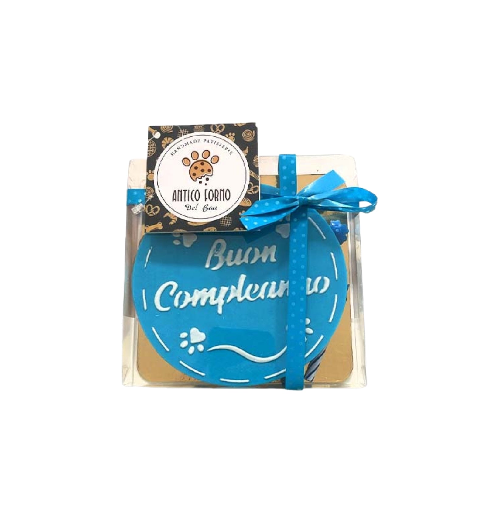 DEL BAU CANE SNACK TORTA BUON COMPLEANNO AZZURRA