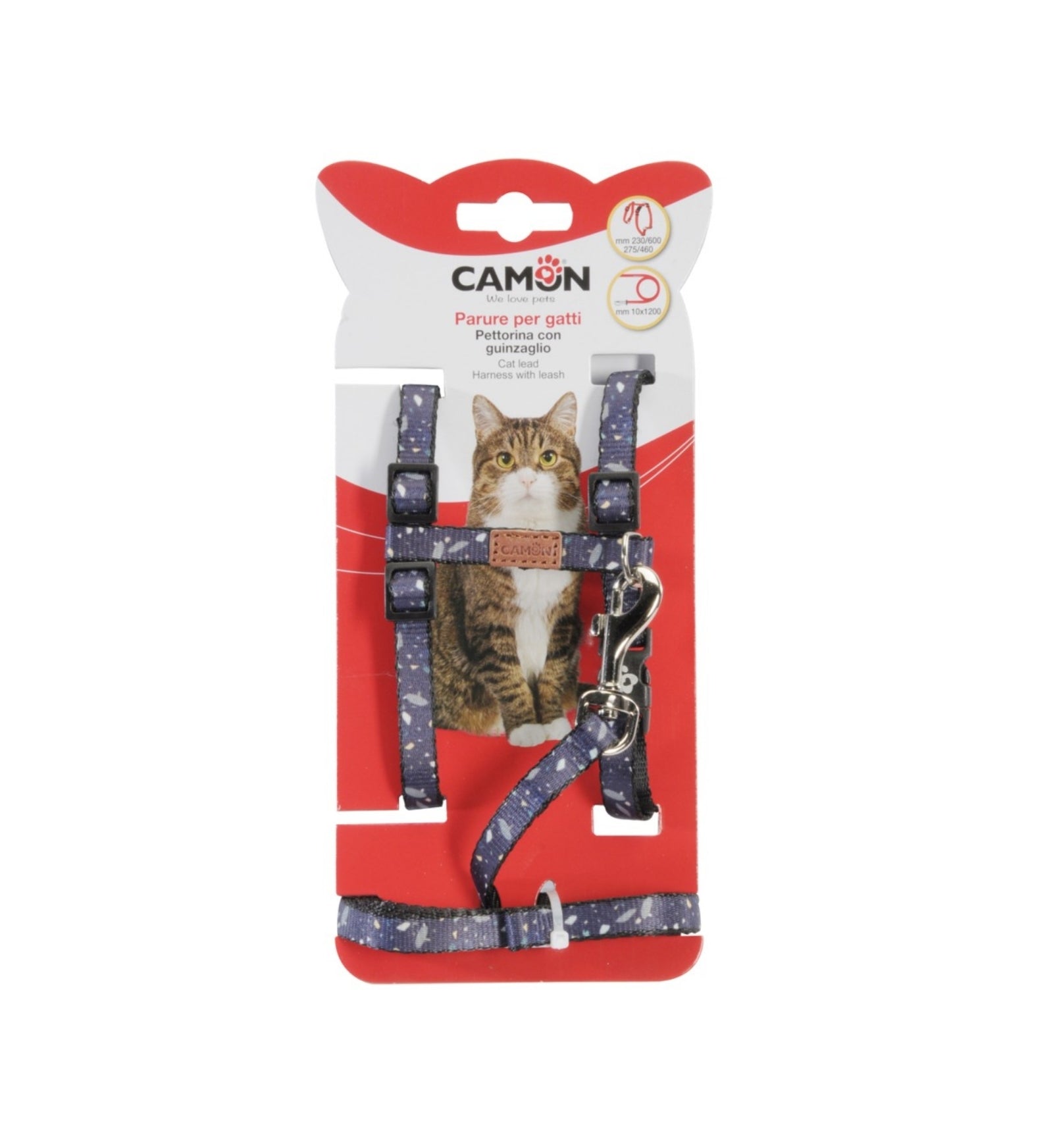 CAMON GATTO PETTORINA H BLU CON GUINZAGLIO IN POLIESTERE