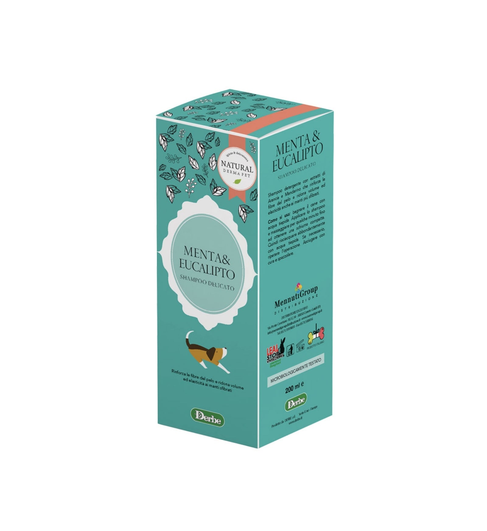 DERBE CANE NATURAL DERMA PET SHAMPOO RINFRESCANTE ALLA MENTA DA 200ML