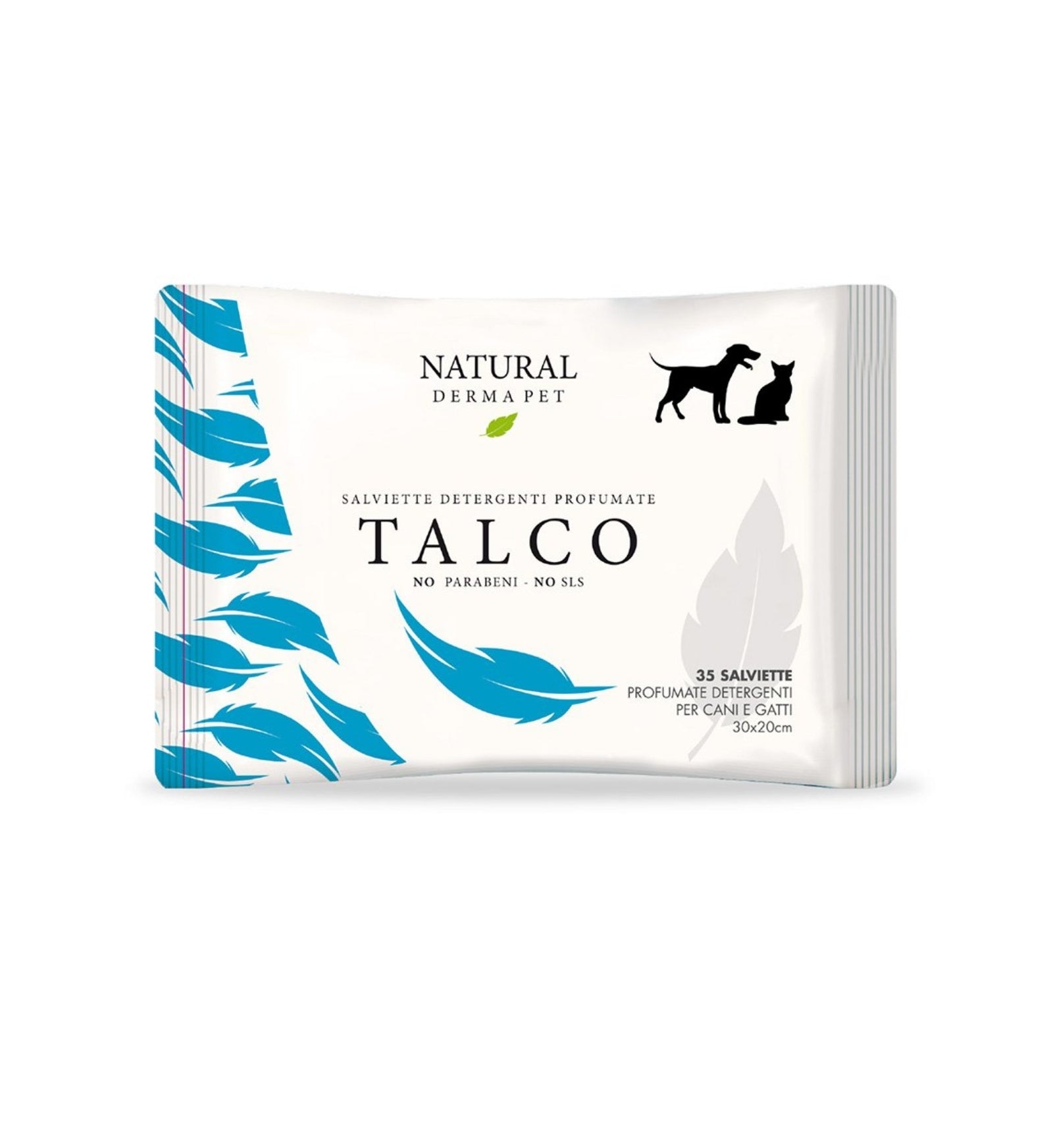 DERBE CANE E GATTO NATURAL DERMA PET SALVIETTE TALCO DA 35 PEZZI