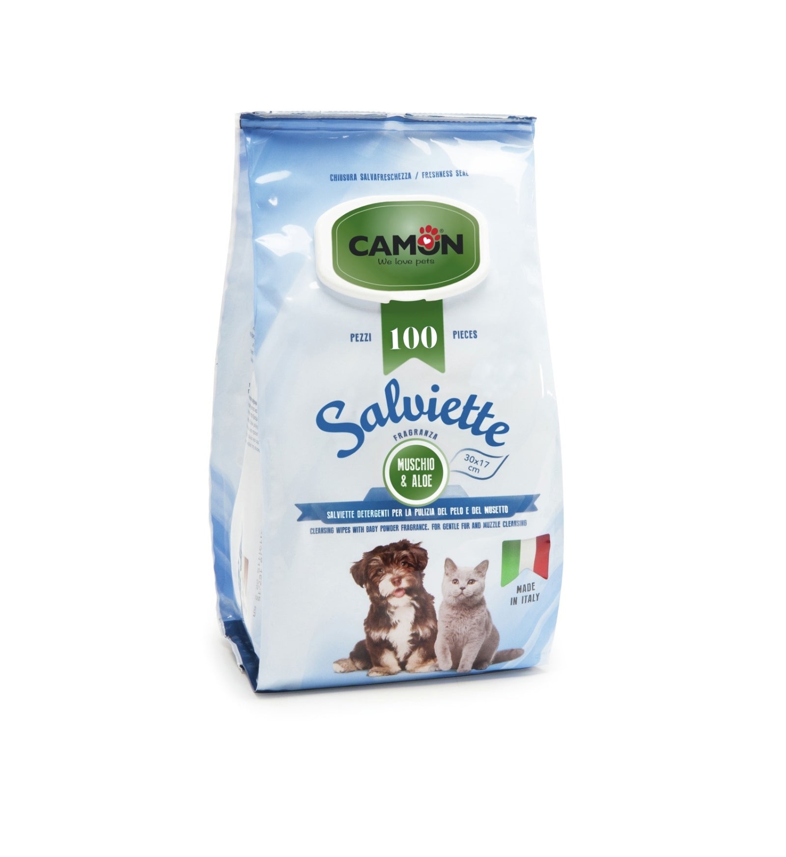 CAMON CANE E GATTO SALVIETTE DETERGENTI MUSCHIO & ALOE 100PZ
