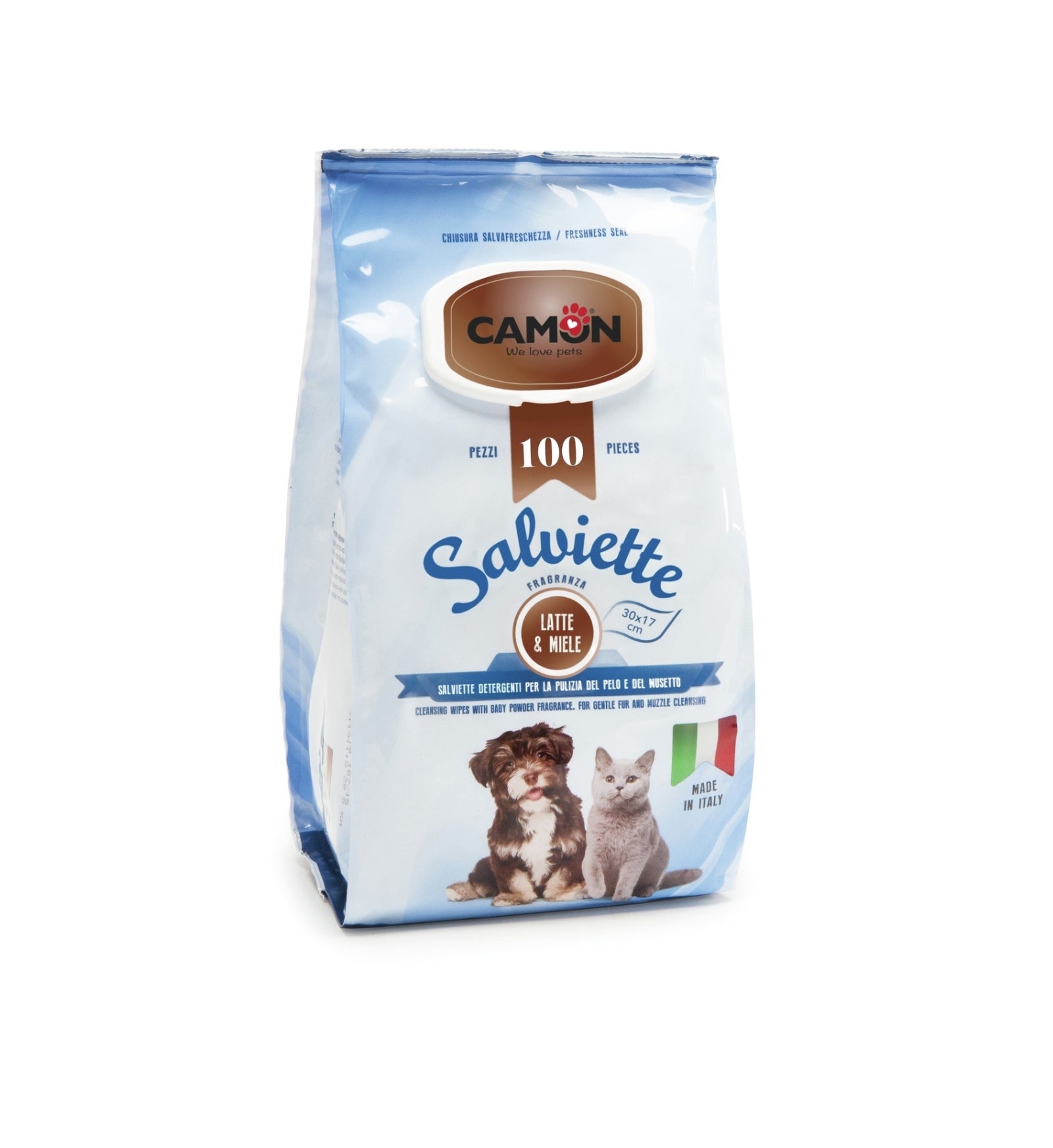 CAMON CANE E GATTO SALVIETTE DETERGENTI LATTE & MIELE 100PZ