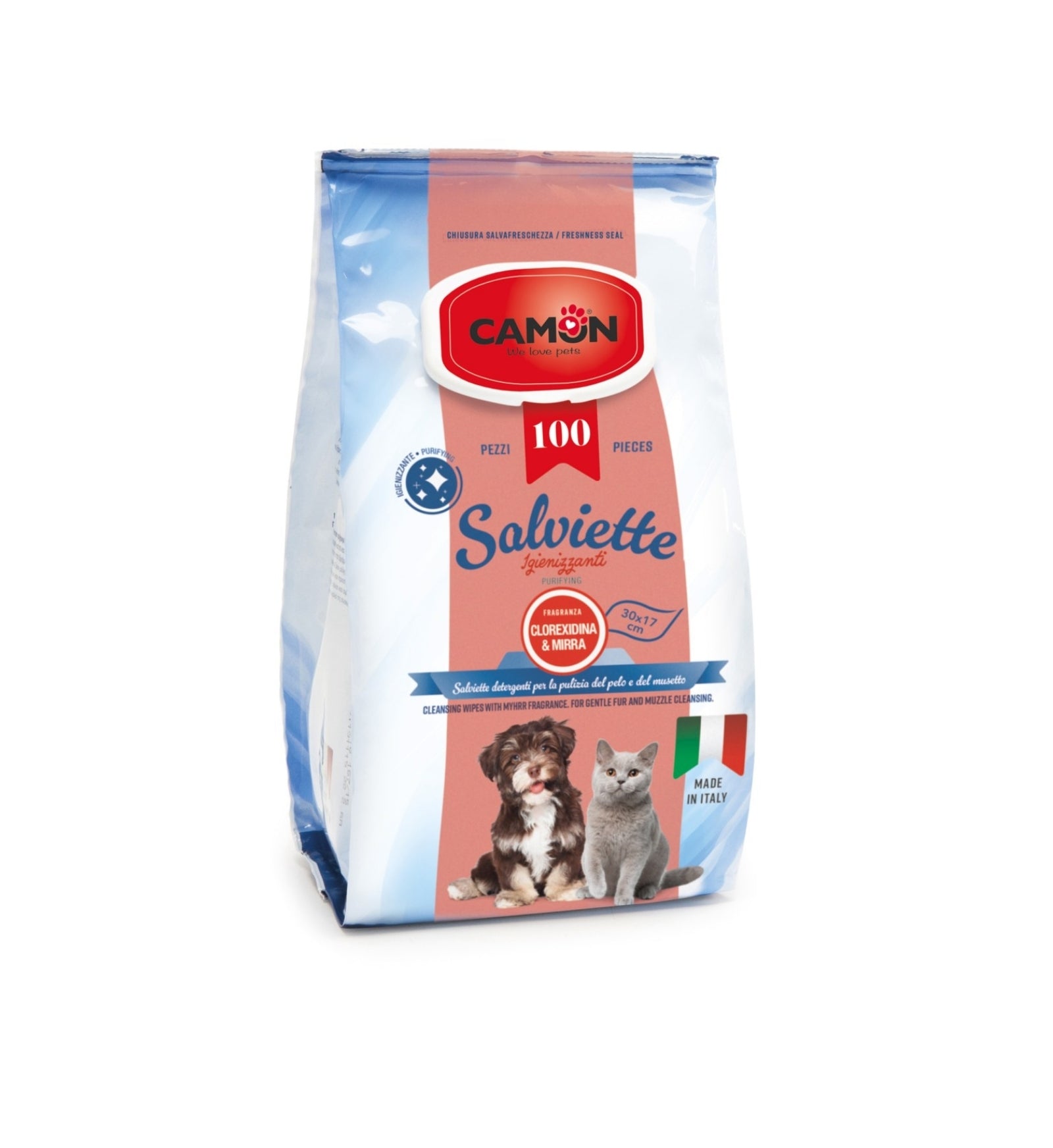 CAMON CANE E GATTO SALVIETTE DETERGENTI ALLA MIRRA 100PZ