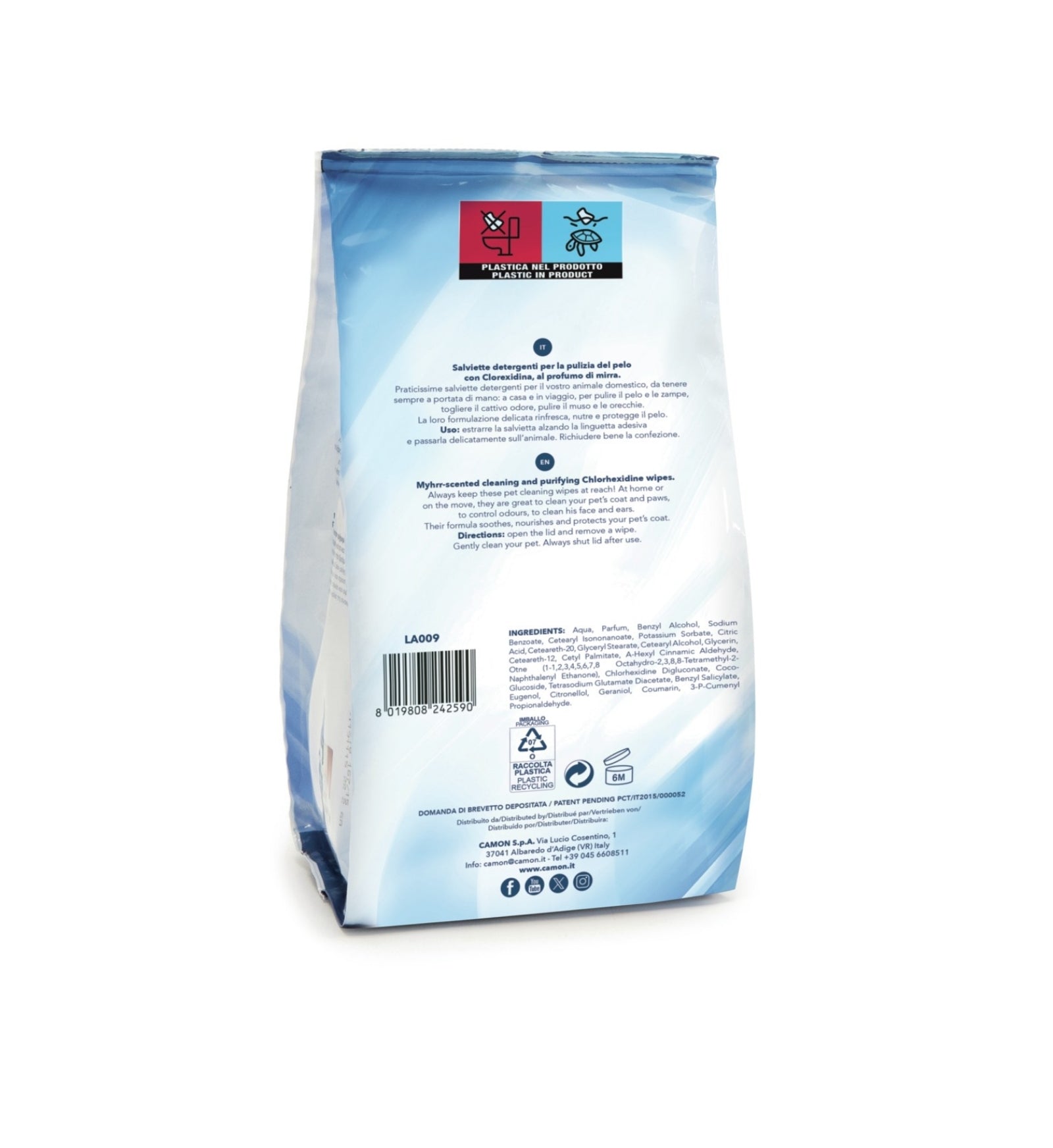CAMON CANE E GATTO SALVIETTE DETERGENTI ALLA MIRRA 100PZ