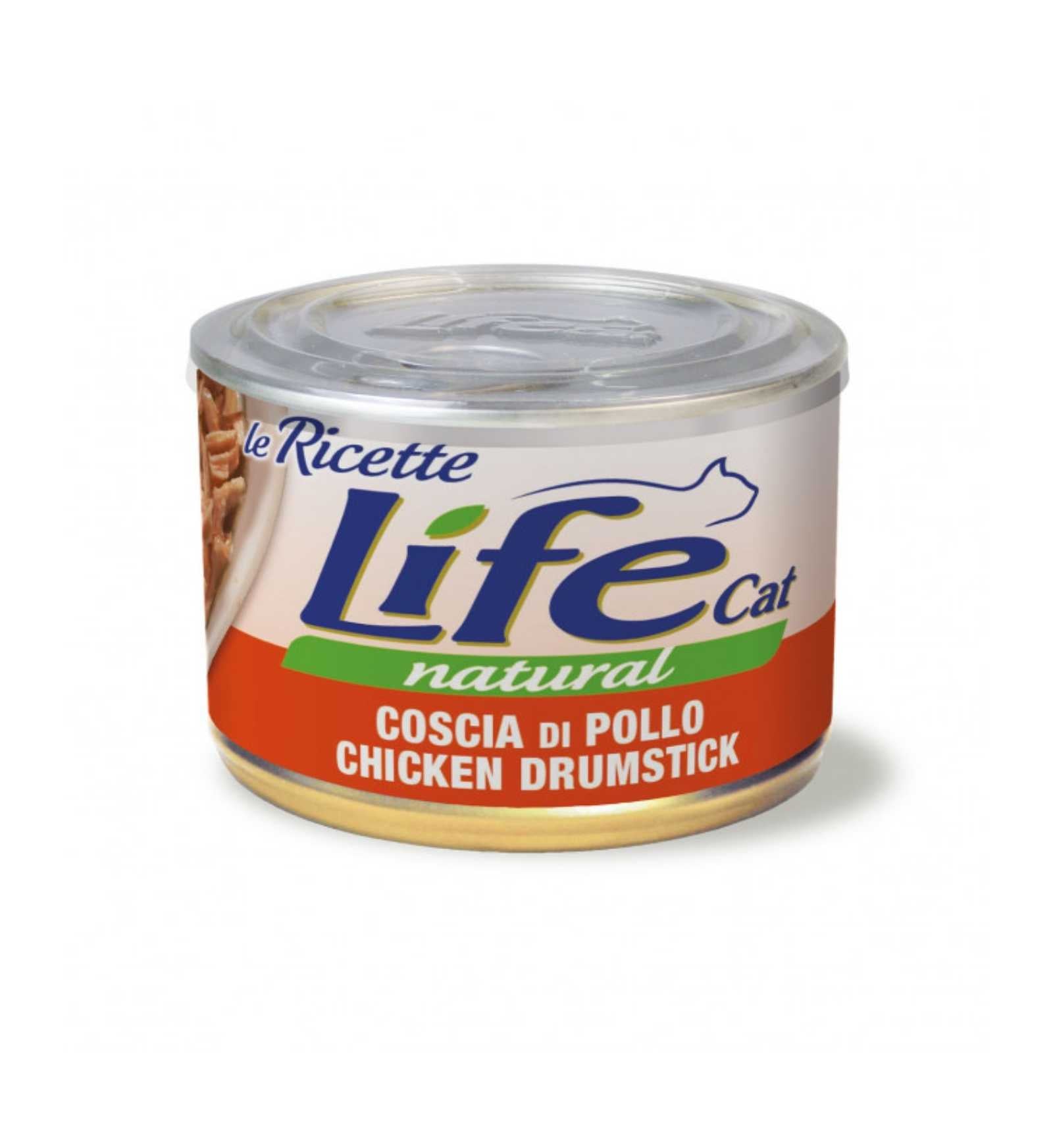 LIFEPETCARE GATTO LIFE CAT NATURAL LE RICETTE CON COSCIA DI POLLO DA 150 GR IN LATTINA