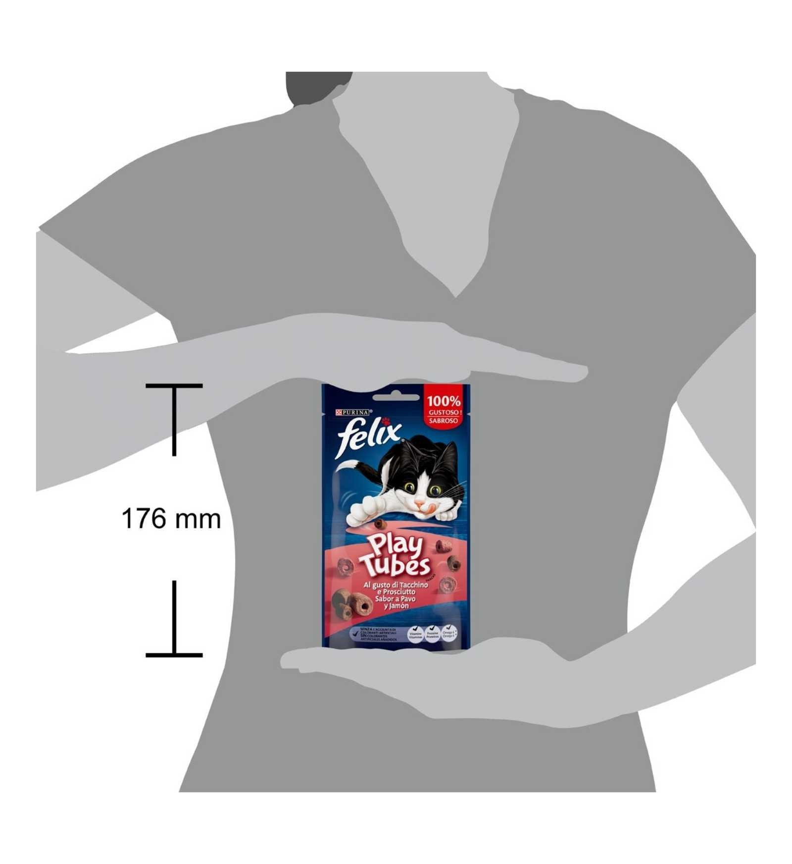 PURINA SNACK GATTO FELIX PLAY TUBES AL GUSTO DI TACCHINO E PROSCIUTTO DA 50 GR