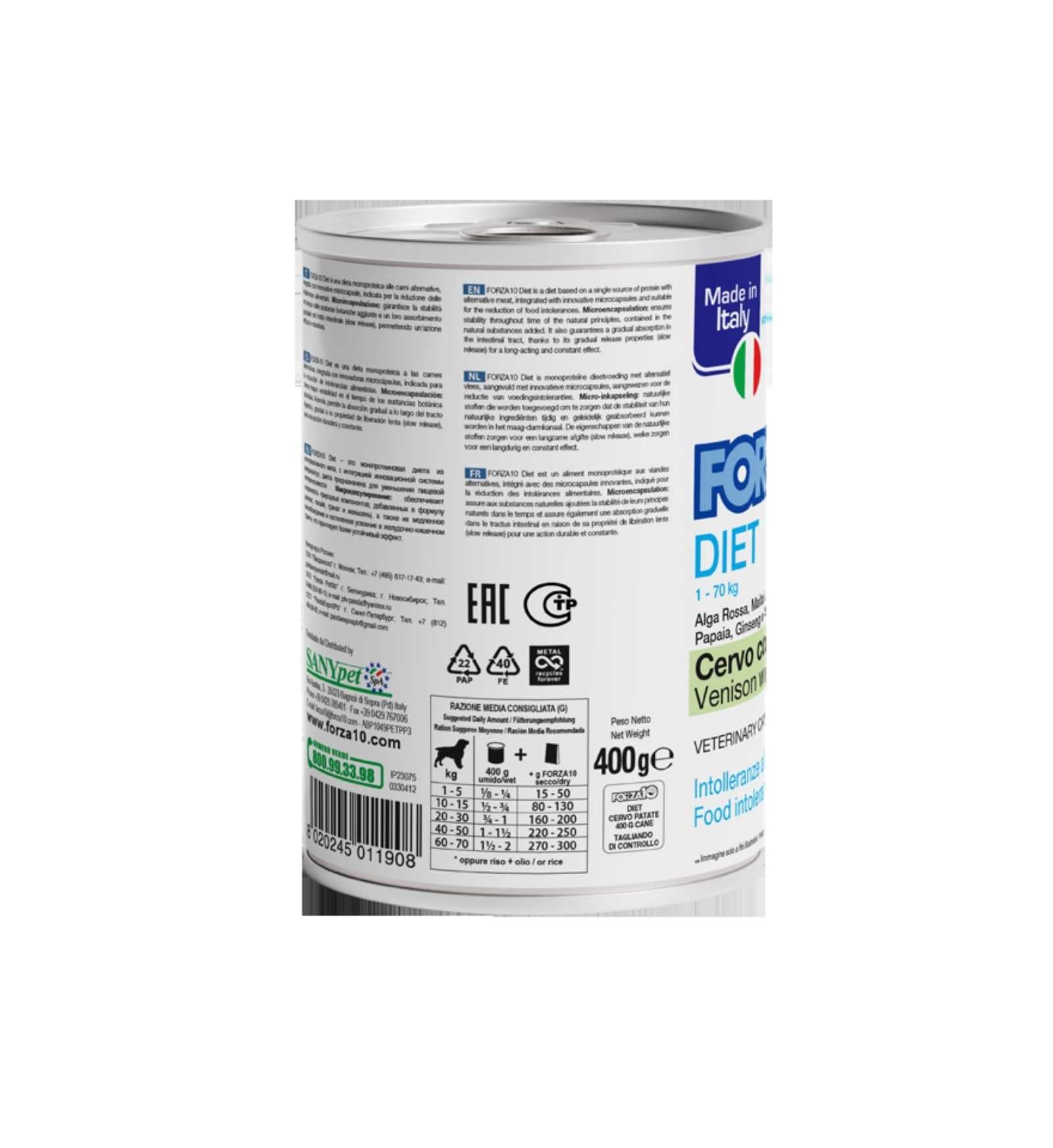 FORZA10 CANE DIET CON CERVO E PATATE DA 420 GR