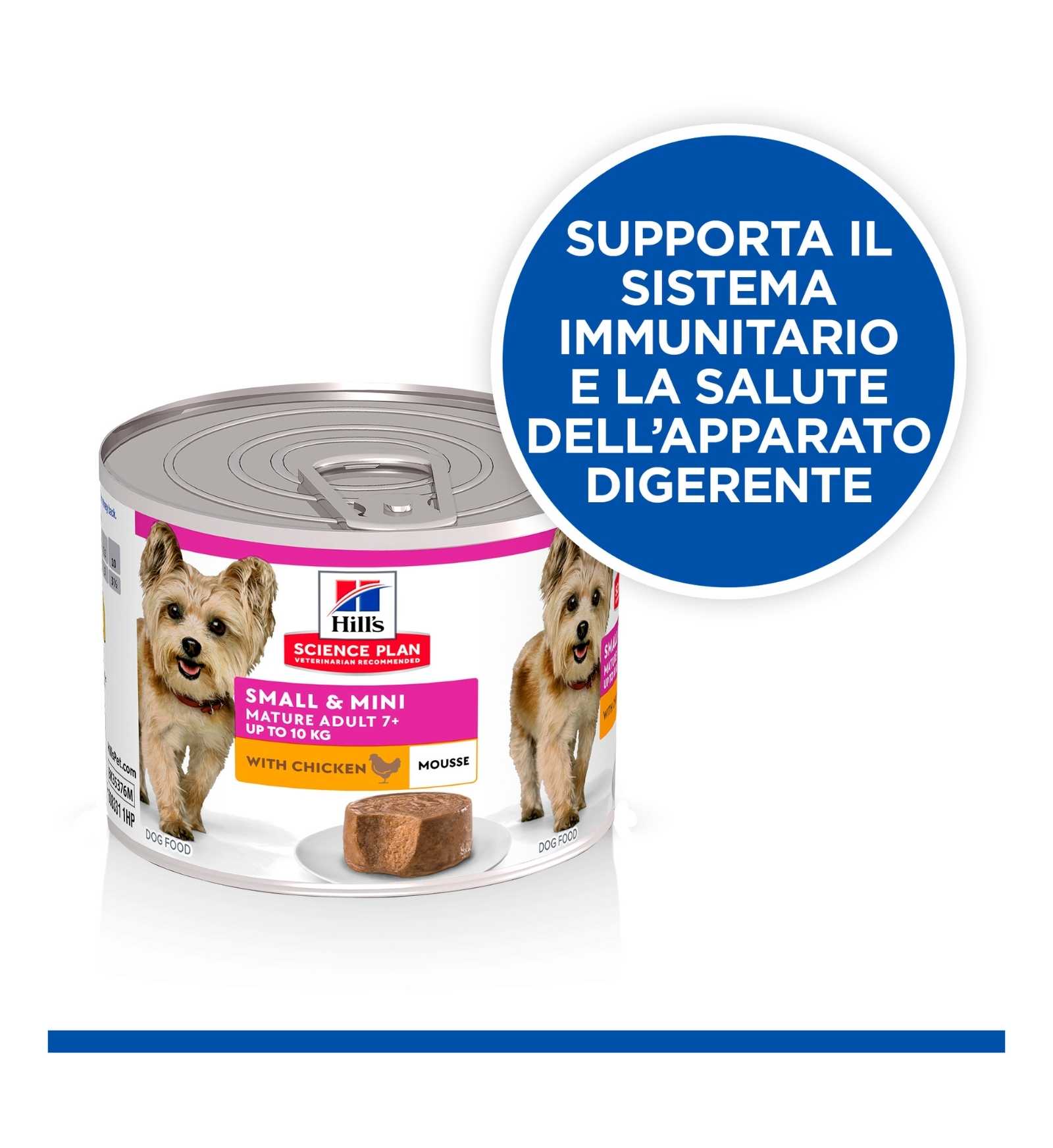 HILL'S SCIENCE PLAN CANE MATURE SMALL & MINI MOUSSE AL POLLO DA 200 GR IN LATTINA