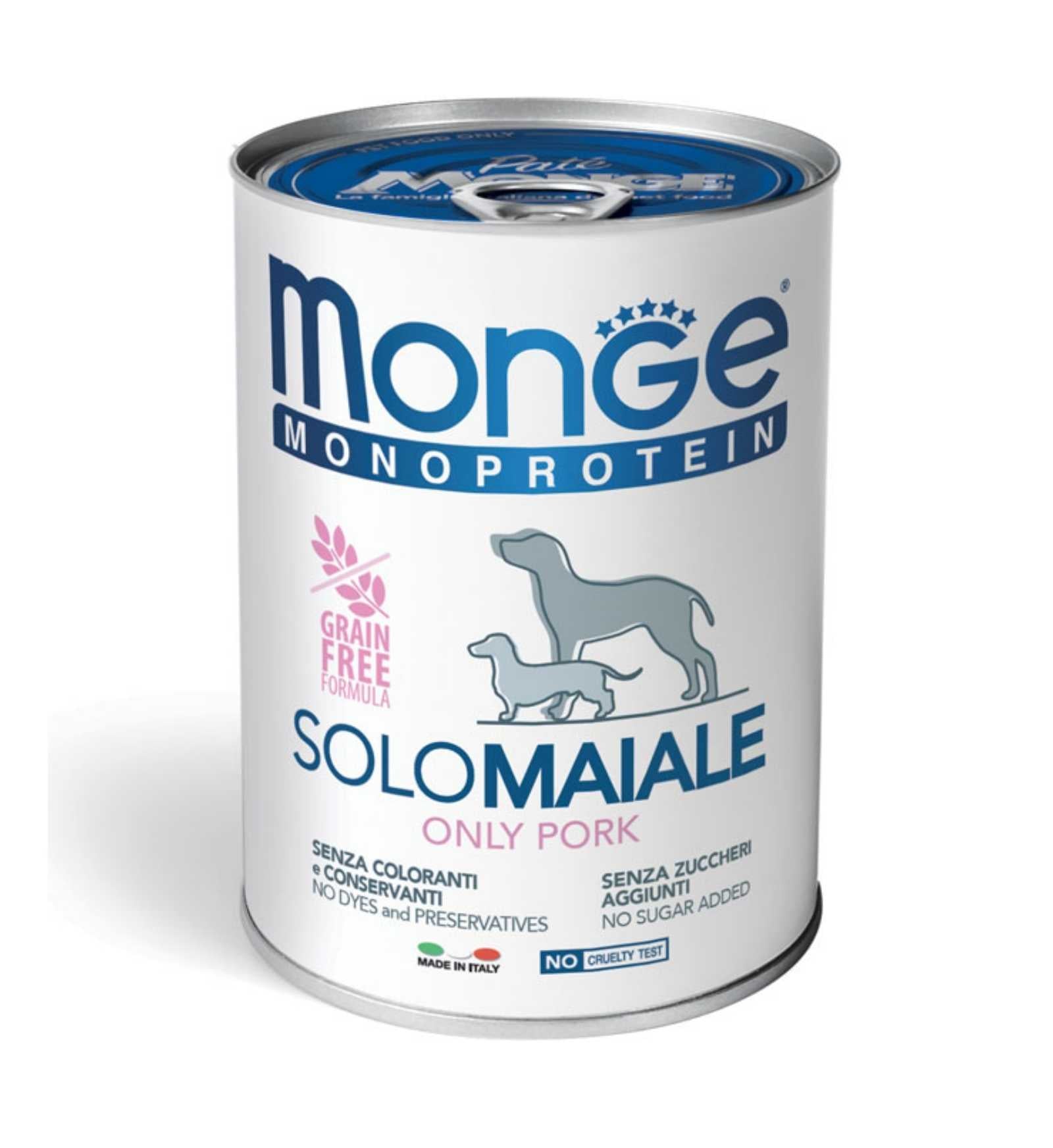 MONGE CANE MONOPROTEICO SOLO MAIALE DA 400 GR IN LATTINA