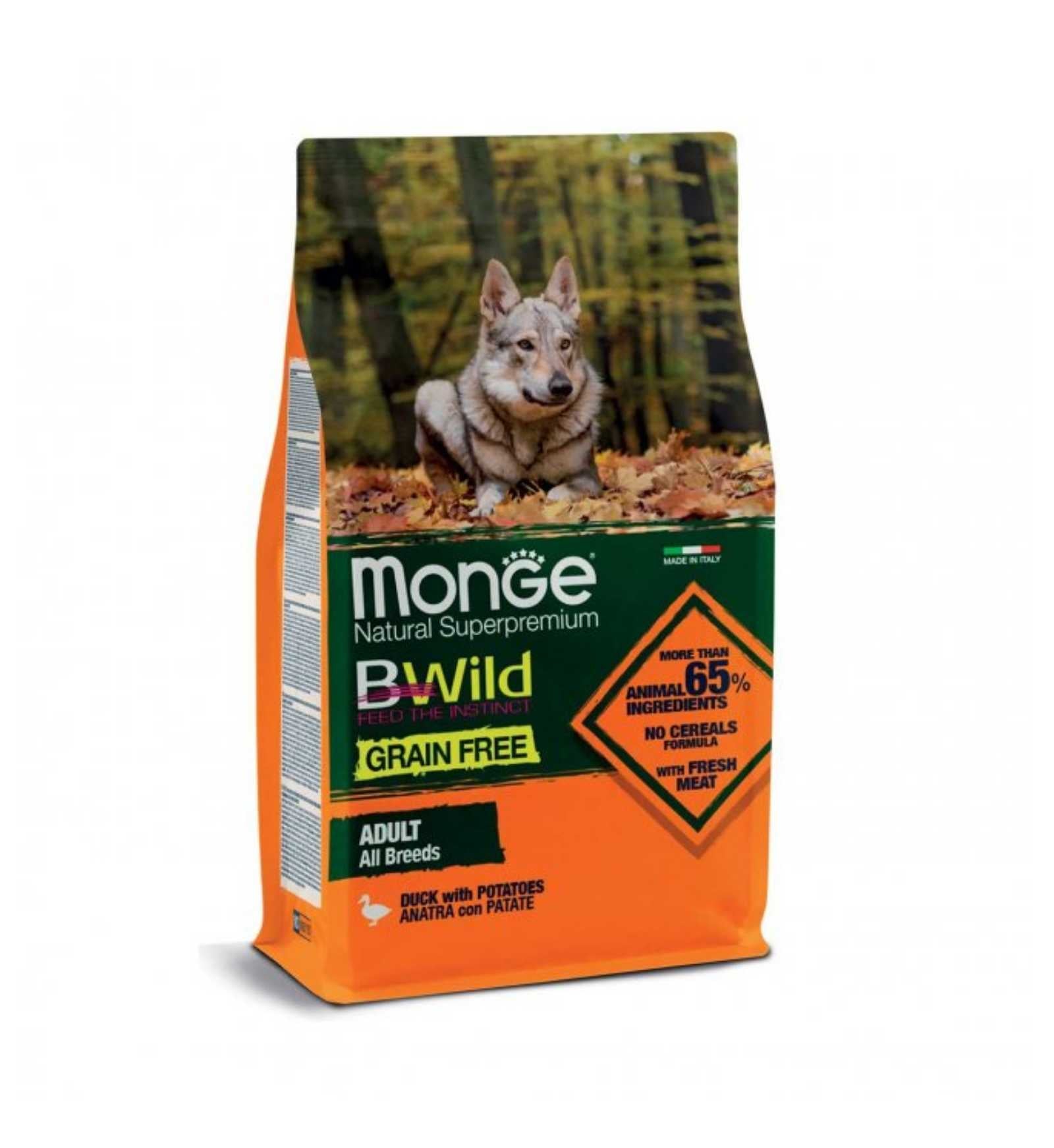 MONGE BWILD CANE ADULT ALL BREEDS GRAIN FREE ALL' ANATRA CON PATATE