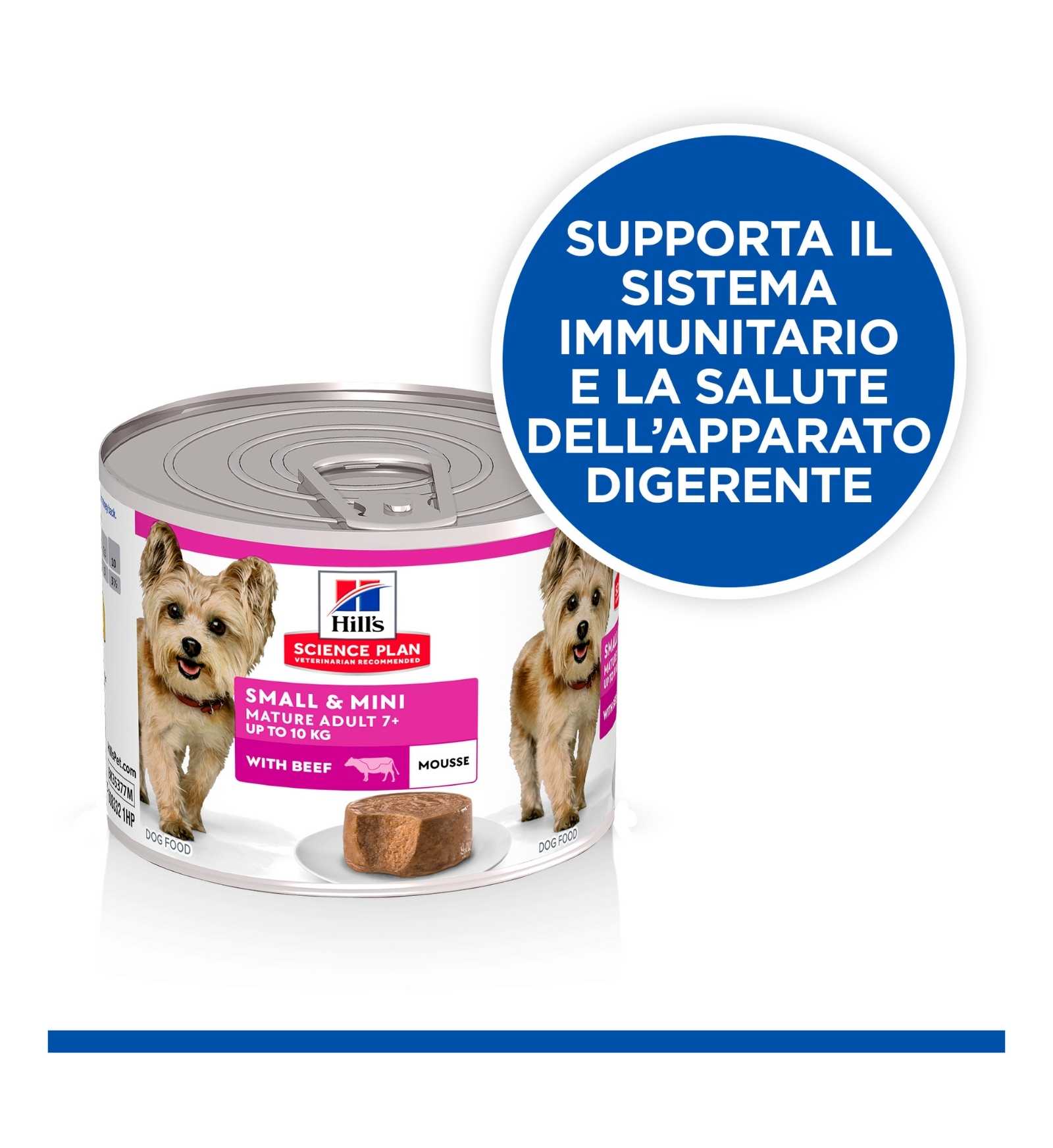 HILL'S SCIENCE PLAN CANE MATURE SMALL & MINI MOUSSE AL MANZO DA 200 GR IN LATTINA