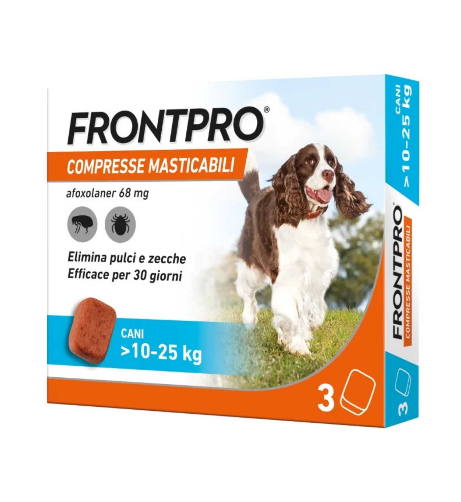 FRONTPRO ANTIPARASSITARIO PER CANI DA 10-25 KG COMPRESSE MASTICABILI 3 PZ