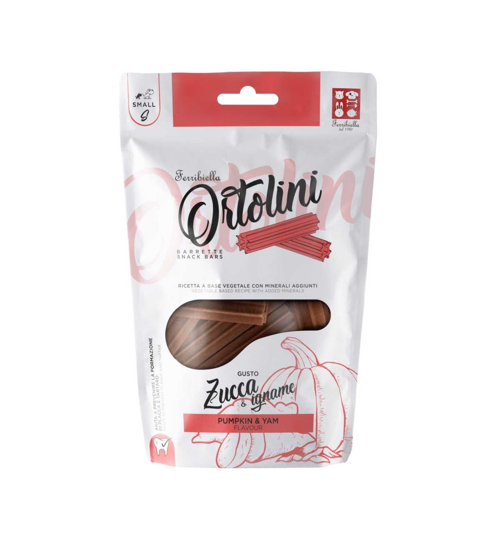 FERRIBIELLA CANE SNACK ORTOLINI ZUCCA IGNAME BARRETTE SMALL 200 GR