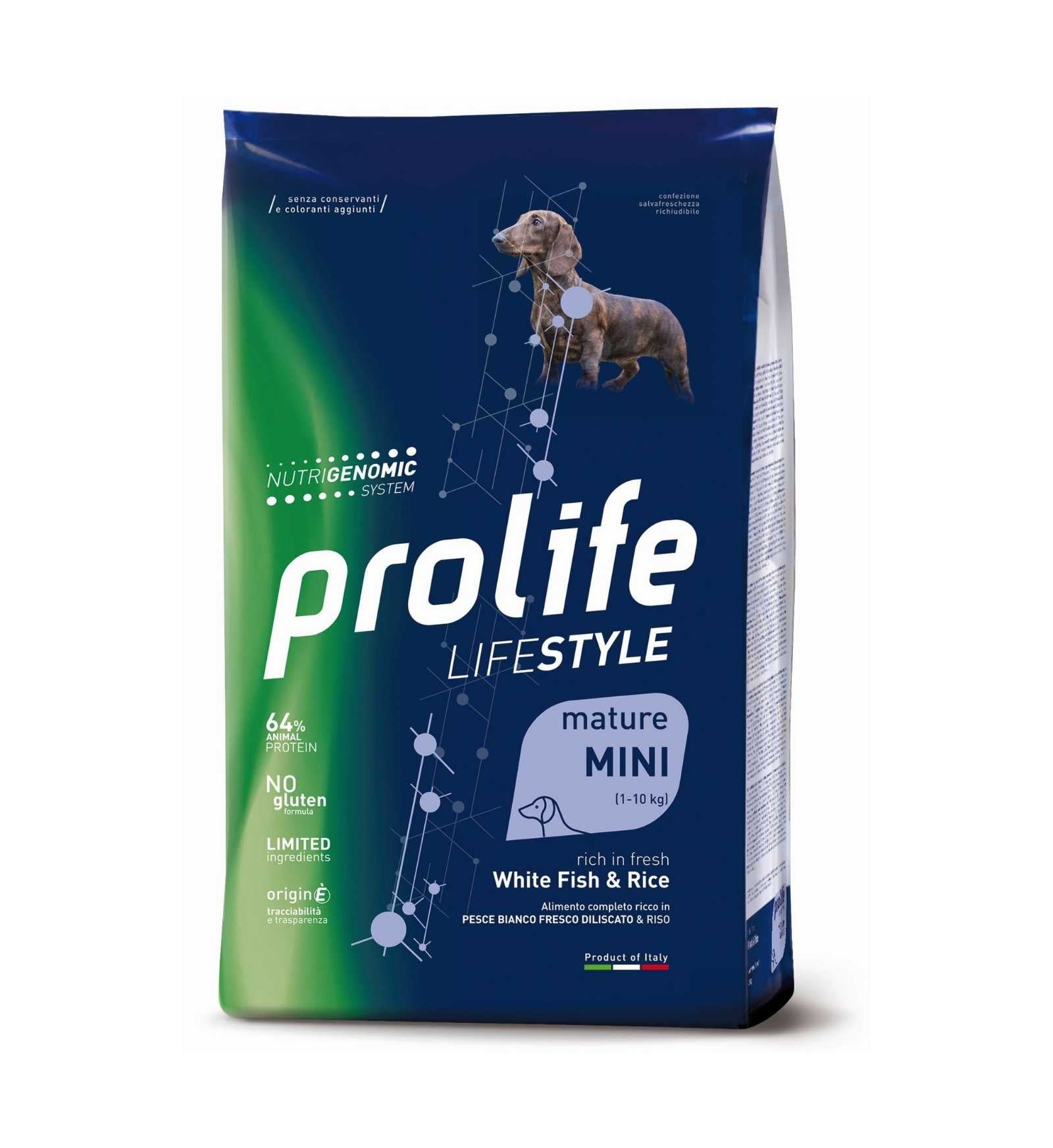 PROLIFE CANE MATURE MINI LIFESTYLE GRAIN FREE PESCE BIANCO E RISO DA 2 KG