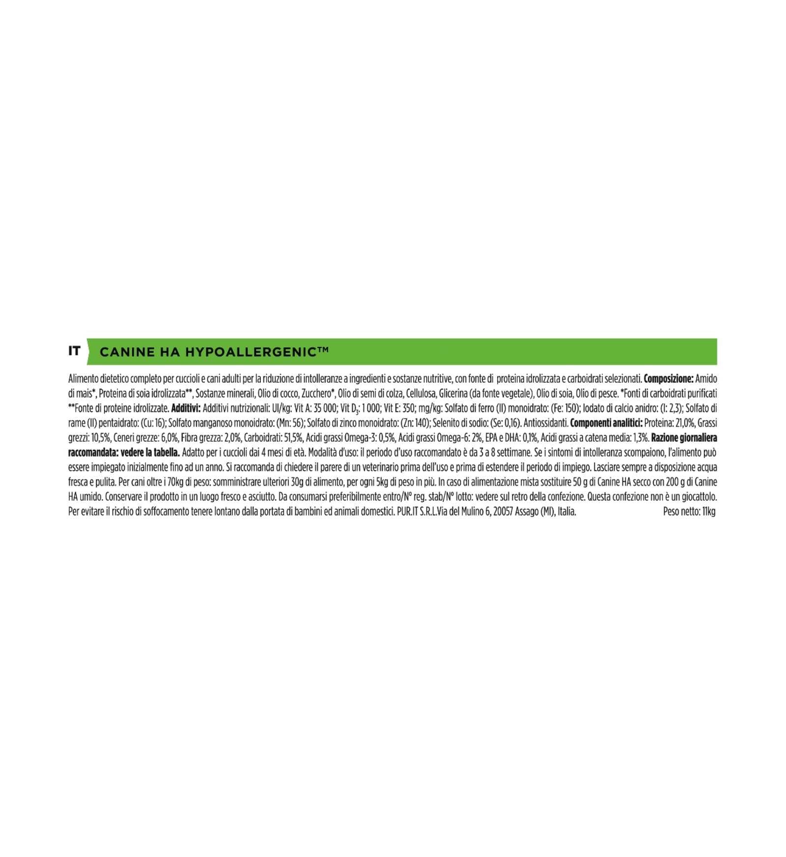 PURINA VETERINARY DIET CANE HA HYPOALLERGENIC