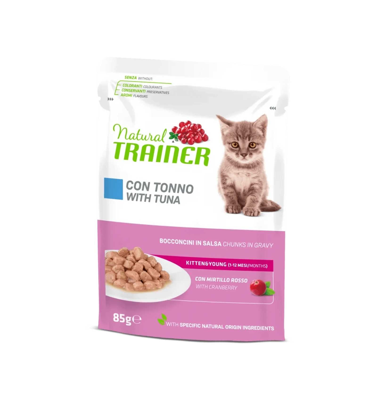 TRAINER GATTO NATURAL KITTEN TONNO BOCCONCINI IN SALSA DA 85 GR IN BUSTA