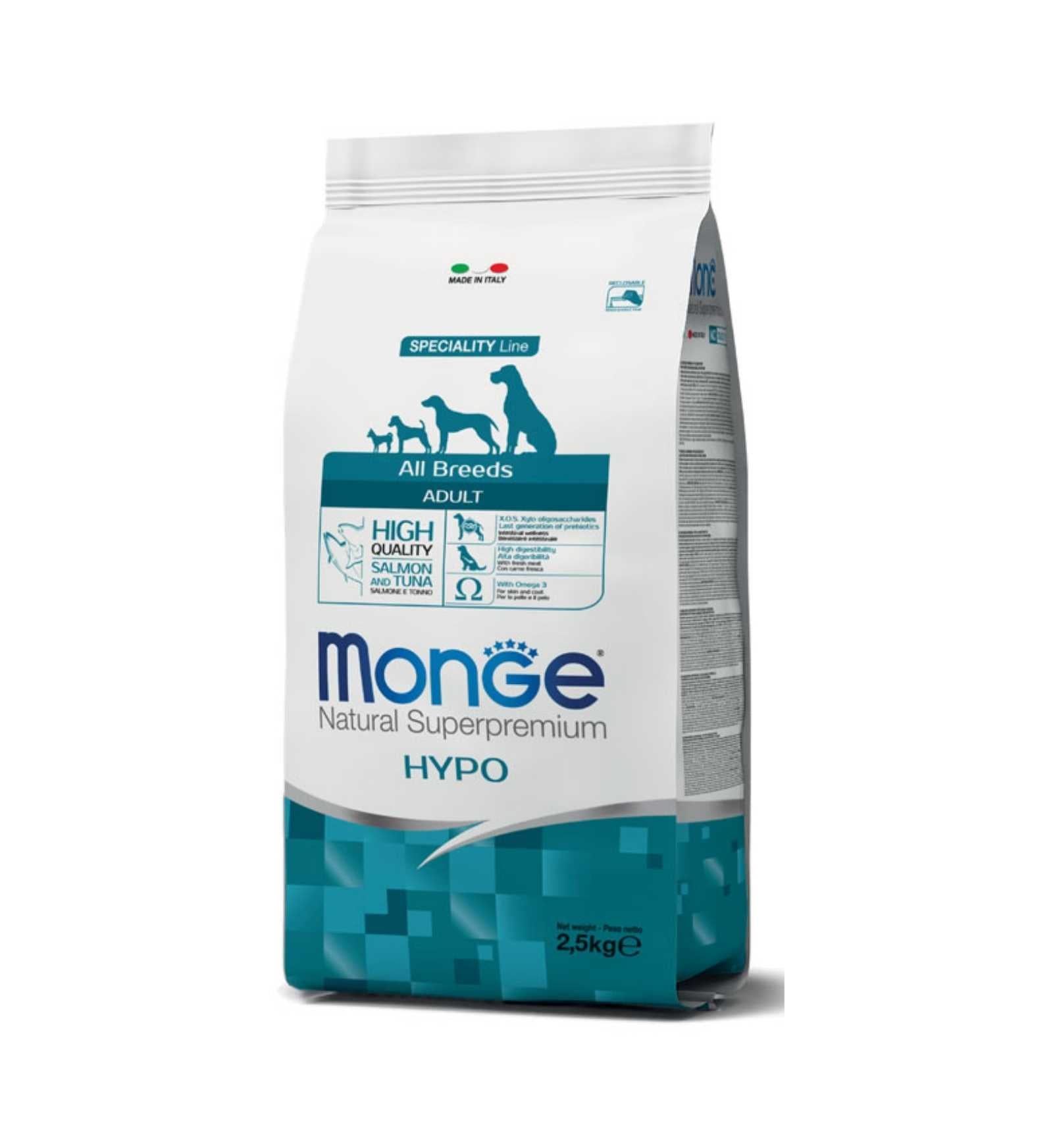 MONGE SUPERPREMIUM CANE ADULT ALL BREEDS HYPOALLERGENIC SALMONE E TONNO