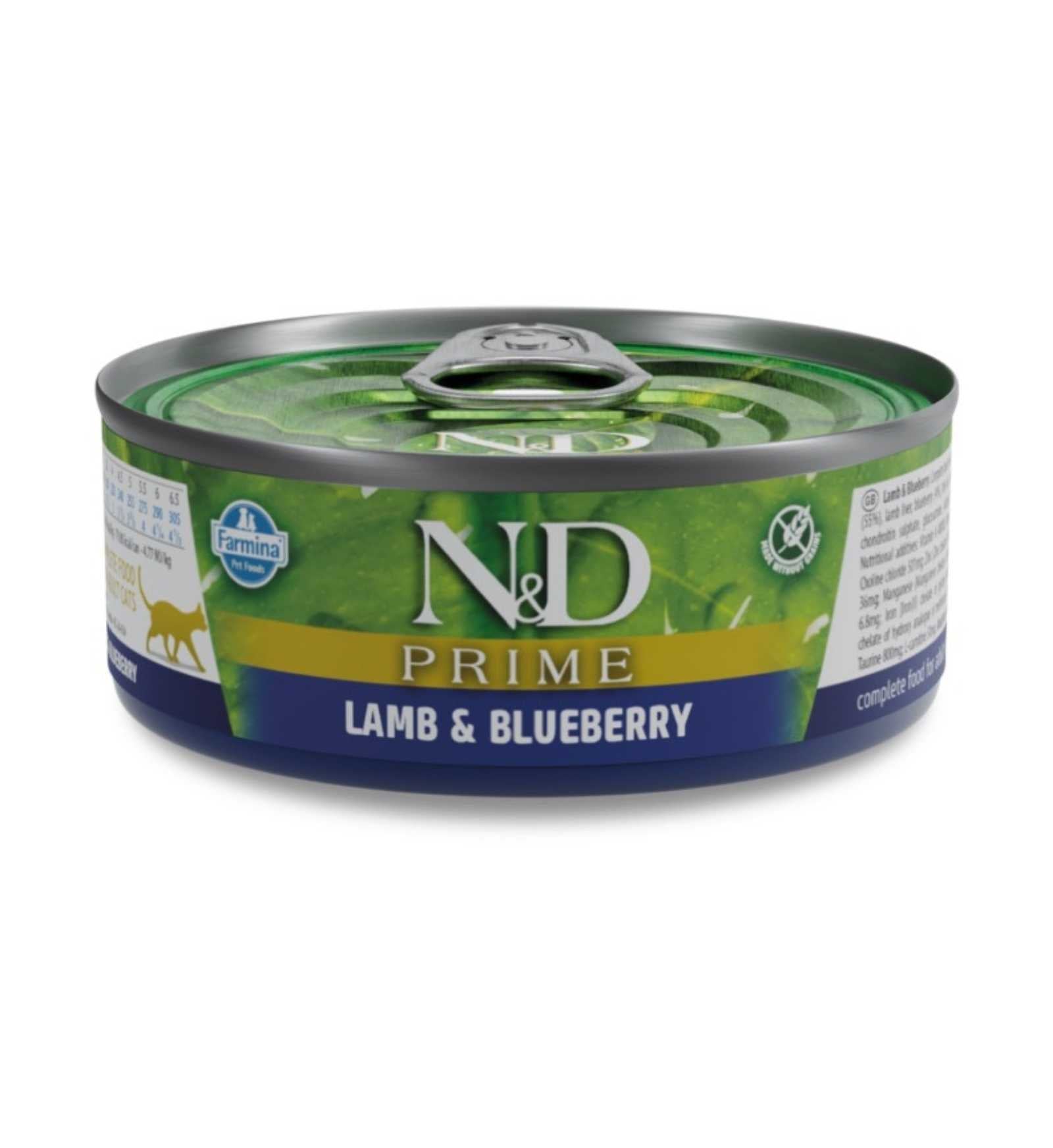 FARMINA N&D DELICIUOS GRAIN FREE GATTO PRIME CON AGNELLO E MIRTILLI DA 70 GR IN LATTINA