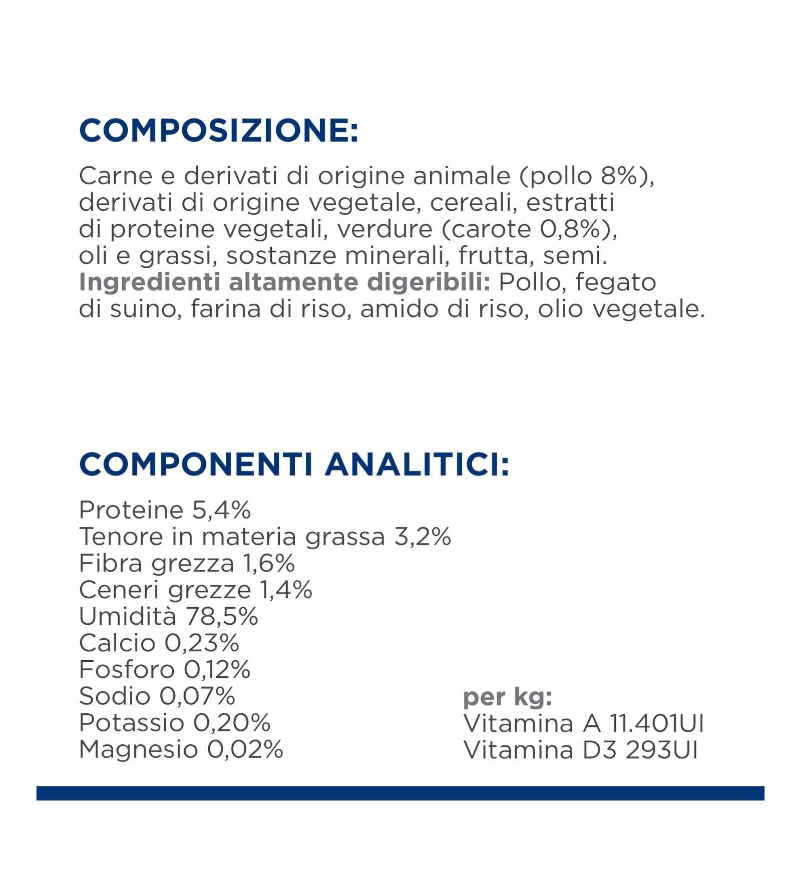 HILL'S PRESCRIPTION DIET CANE GASTROINTESTINAL BIOME DIGESTIVE / FIBRE CARE SPEZZATINO POLLO E CAROTE DA 354 G IN LATTINA