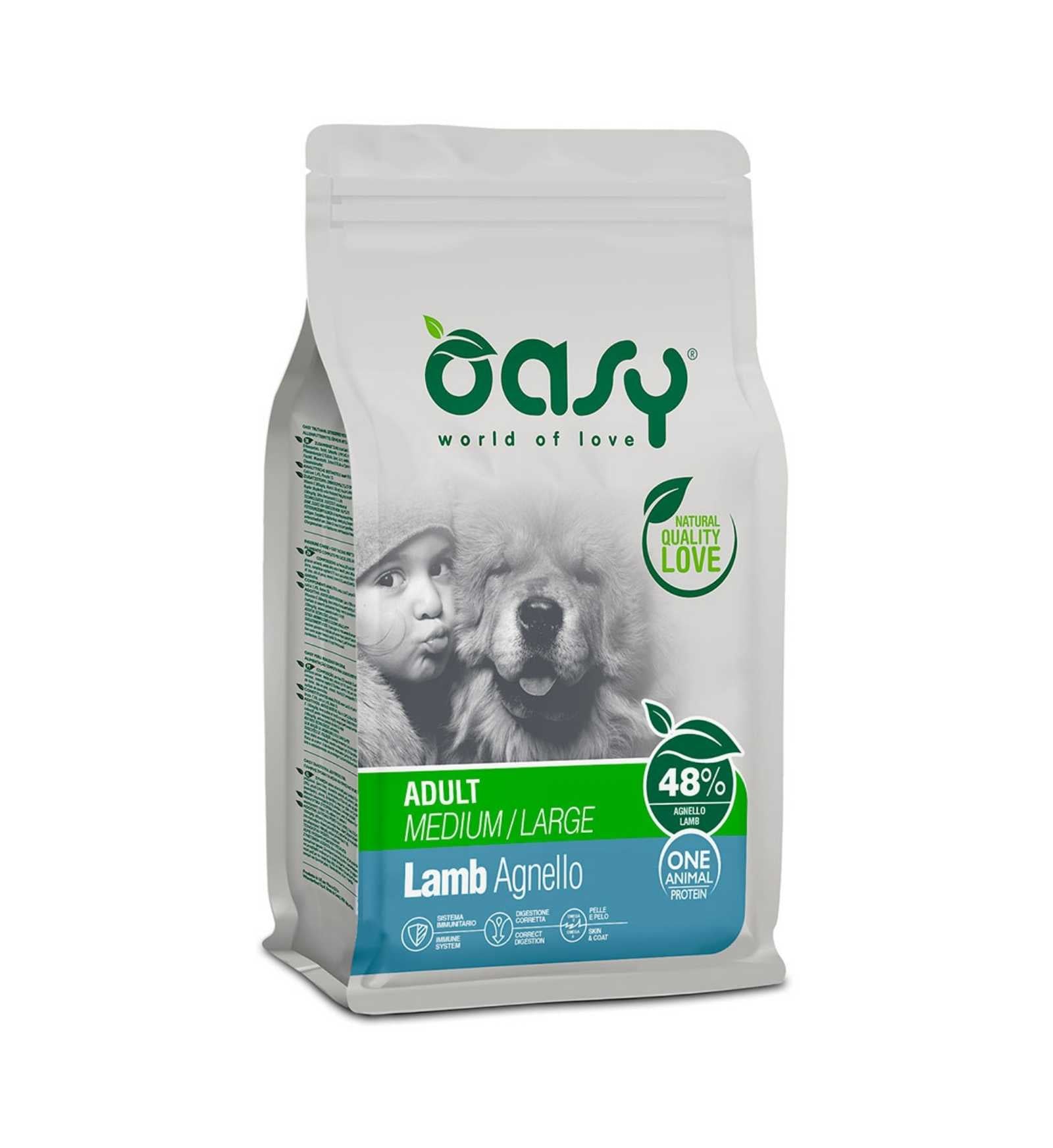OASY CANE ADULT MEDIUM E LARGE CON AGNELLO DA 2,5 KG