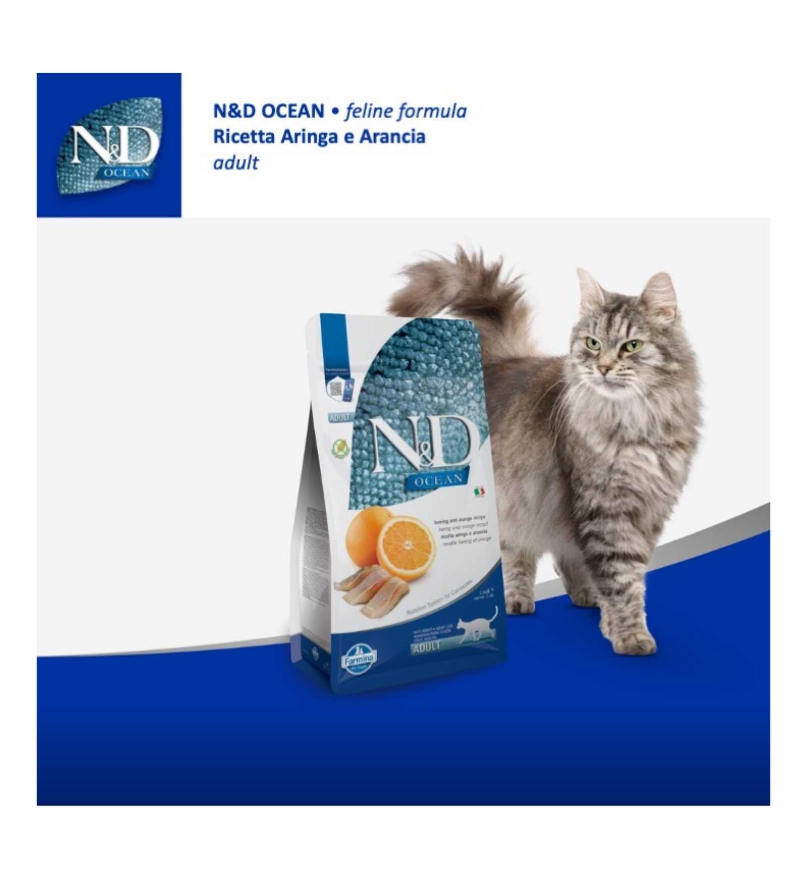 FARMINA N&D OCEAN GATTO GRAIN FREE ADULT ARINGA E ARANCIA