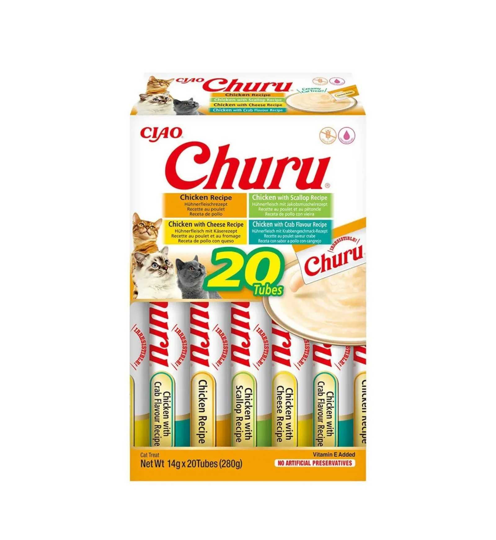 INABA CIAO CHURU GATTO SNACK BOX TREATS VARIETA' DI POLLO 280 GR 20 PEZZI