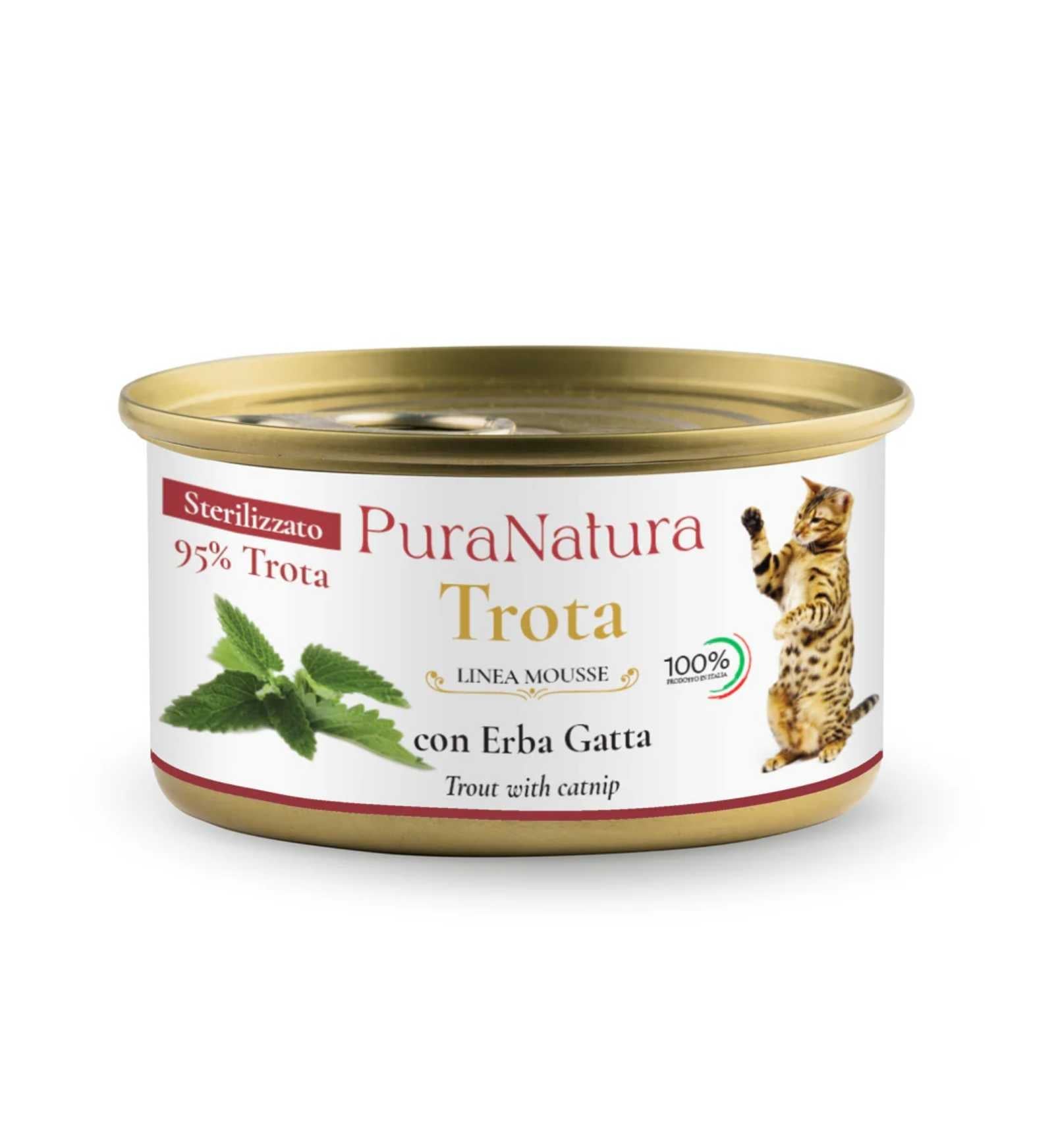 DALLA GRANA PURA NATURA GATTO STERILIZZATO MOUSSE TROTA DA 85 GR IN LATTINA