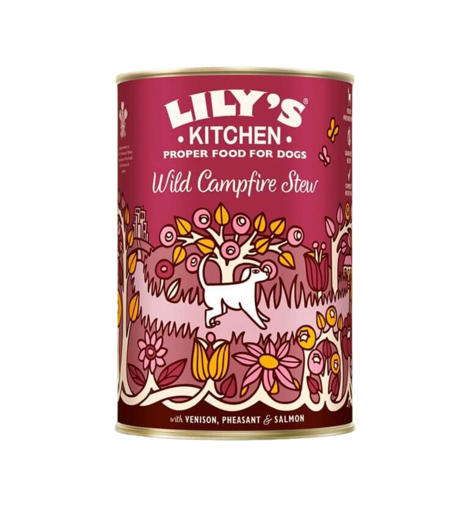 LILY'S KITCHEN CANE ADULT WILD CAMPFIRE STEW CERVO E FAGIANO DA 400 GR IN LATTINA