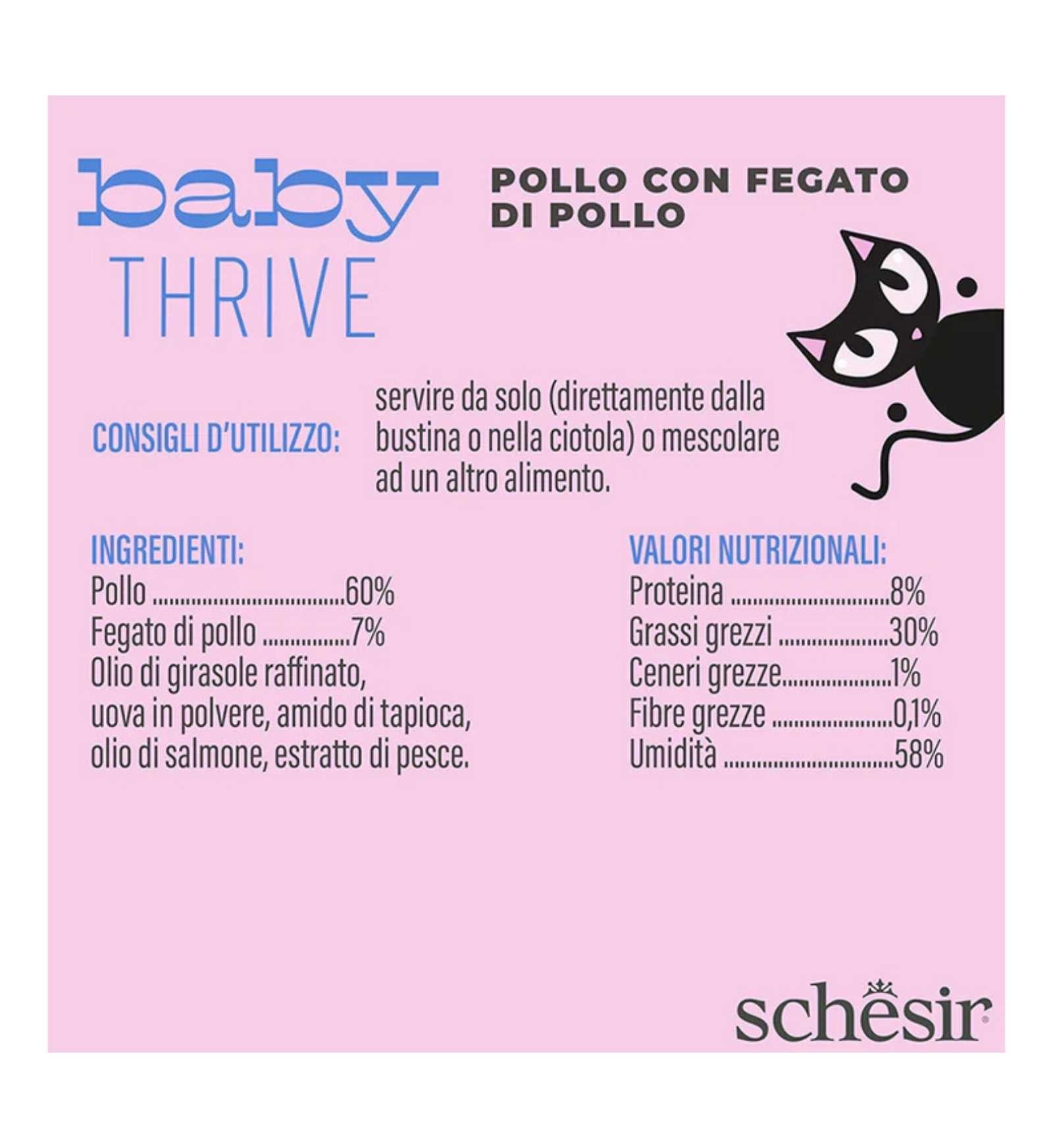 SCHESIR GATTO BABY THRIVE MOUSSE POLLO DA 20 GR x 8 IN BUSTA