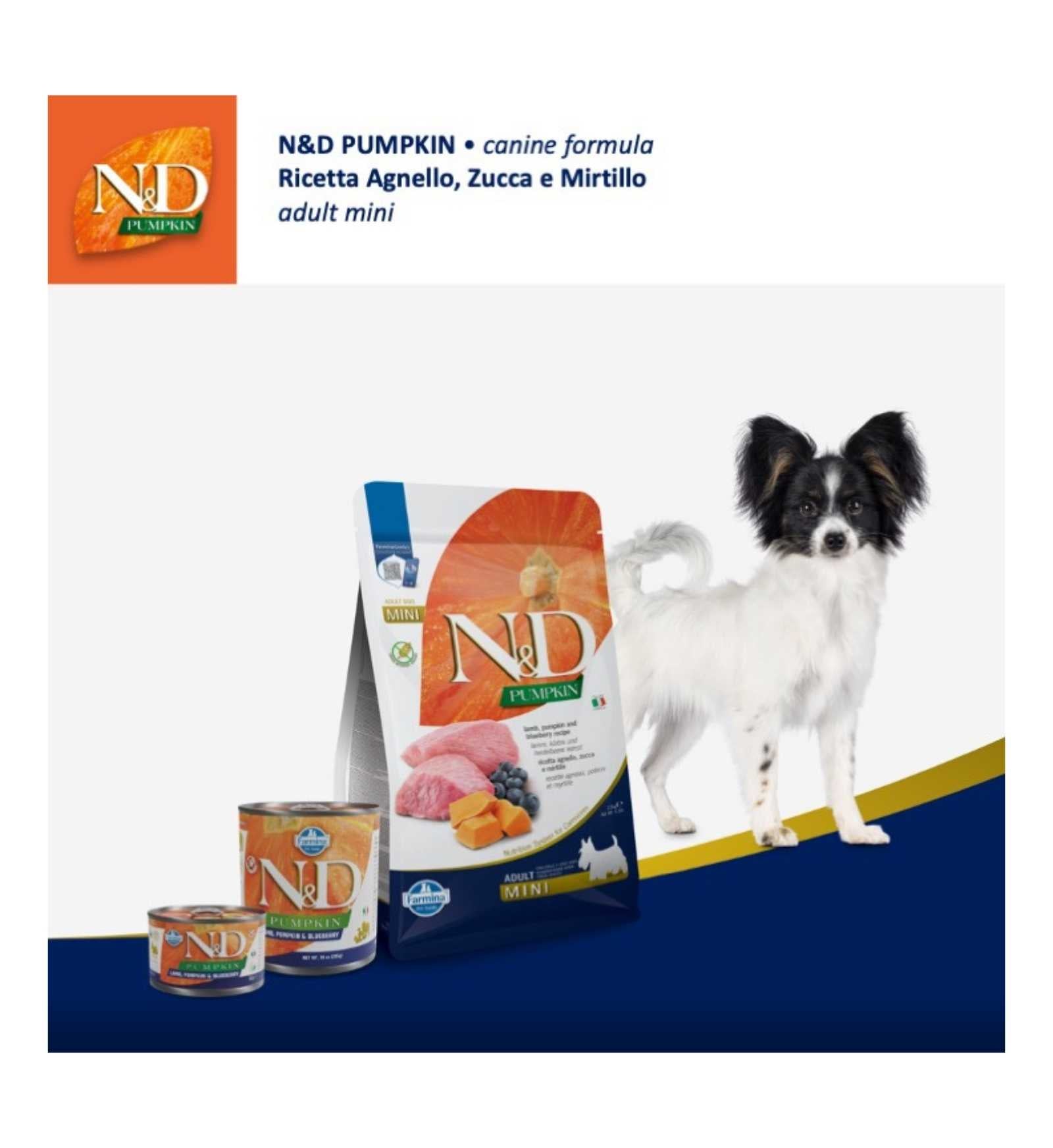 FARMINA N&D CANE GRAIN FREE ADULT MINI AGNELLO ZUCCA MIRTILLO