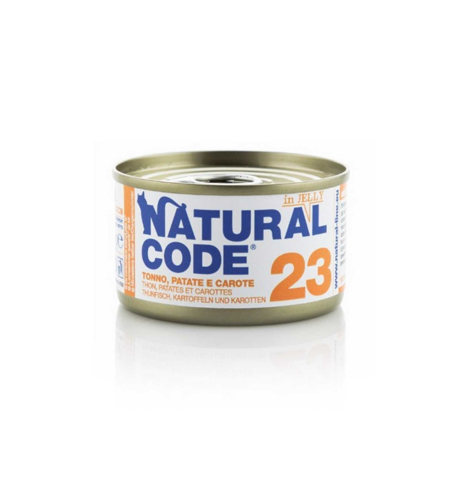 NATURAL CODE GATTO 23 TONNO PATATE E CAROTE IN GELATINA DA 85 GR IN LATTINA