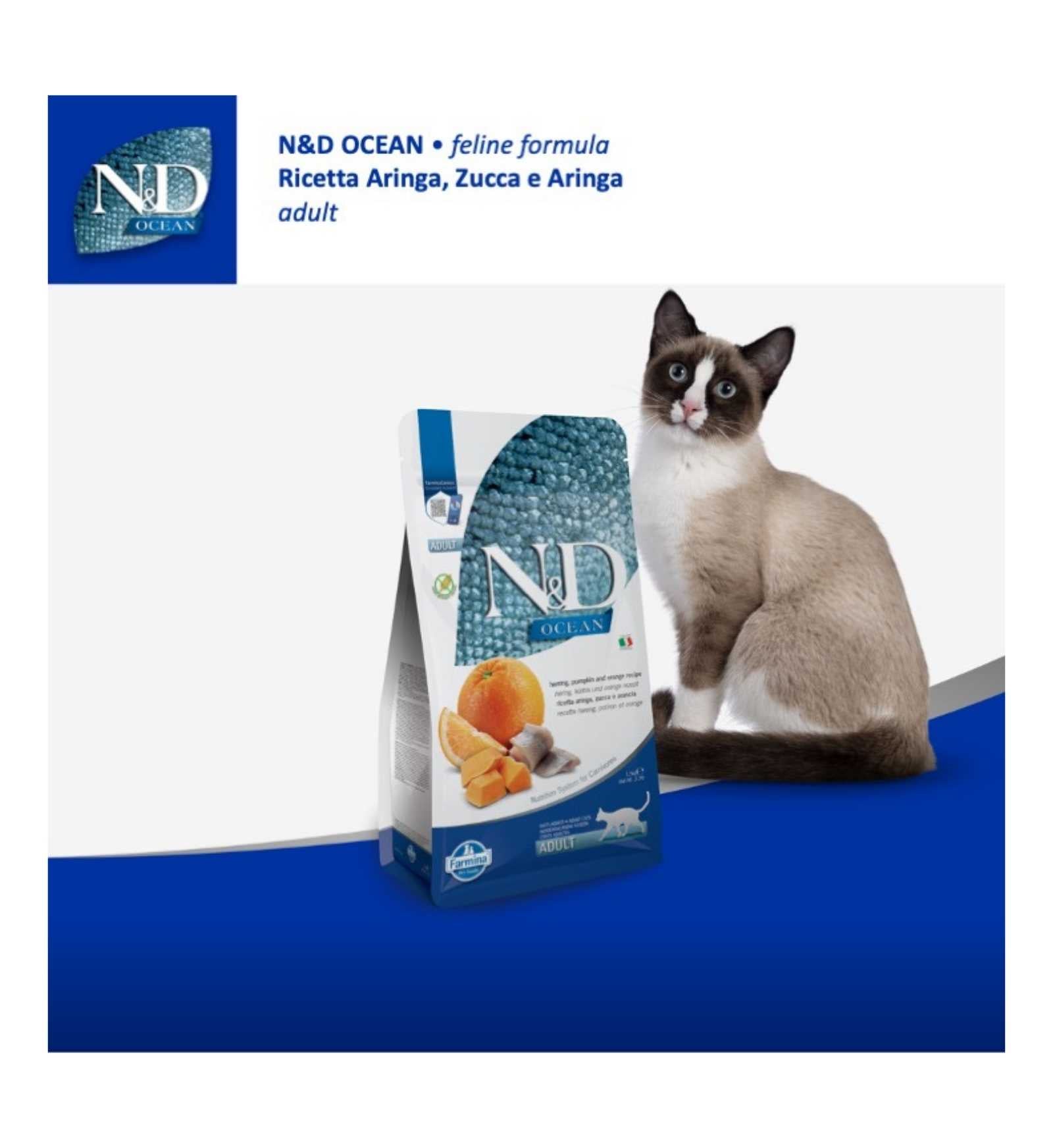 FARMINA N&D OCEAN GATTO GRAIN FREE ADULT ARINGHE ZUCCA E ARANCIA