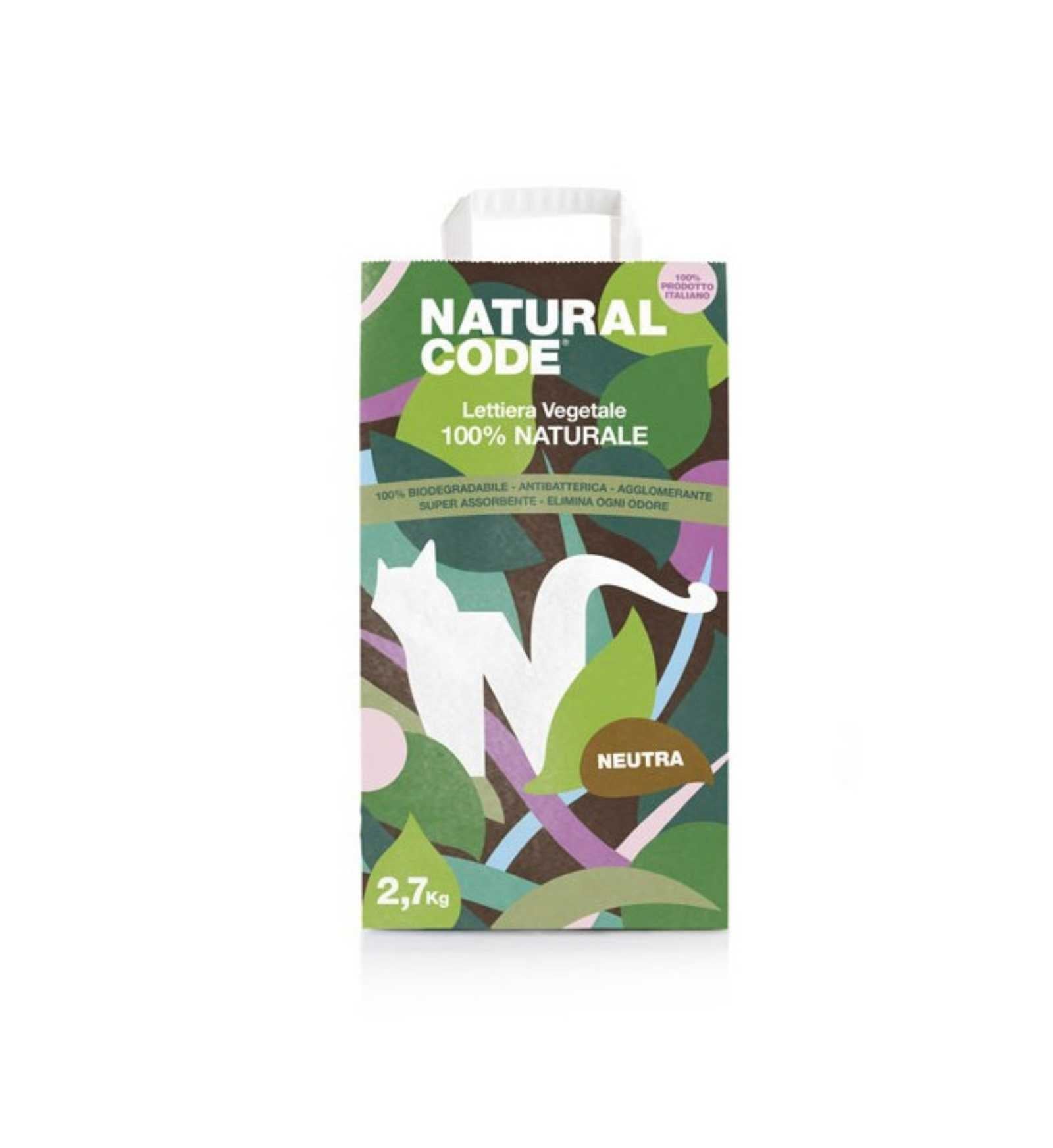 NATURAL CODE GATTO LETTIERA VEGETALE AGGLOMERANTE MAIS NEUTRA DA 3,8 KG