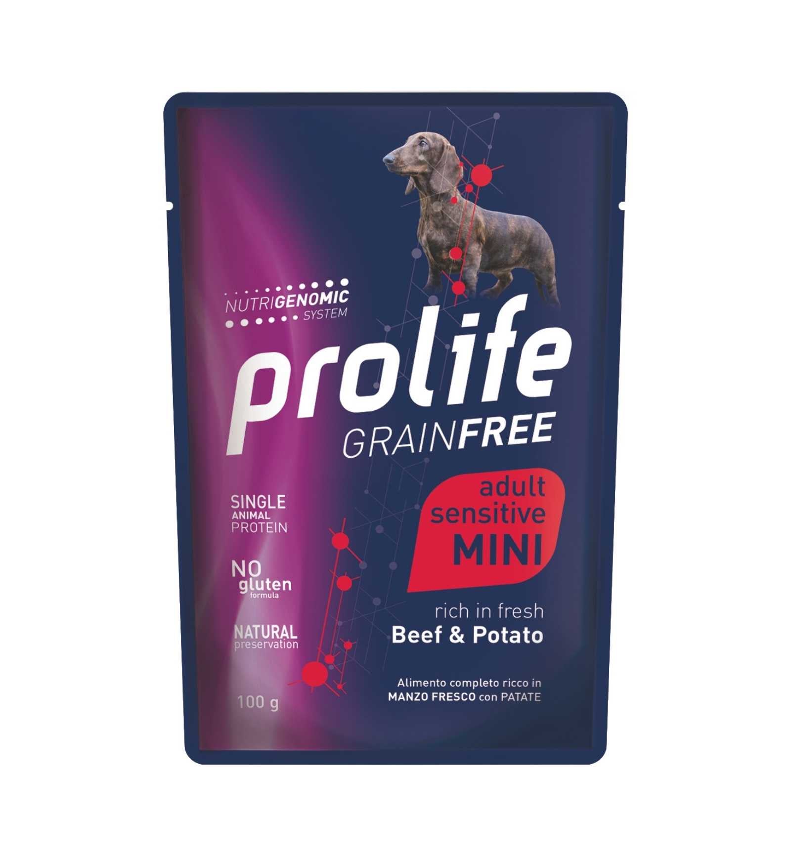 PROLIFE CANE GRAIN FREE MINI ADULT MANZO E PATATE DA 100 GR IN BUSTA