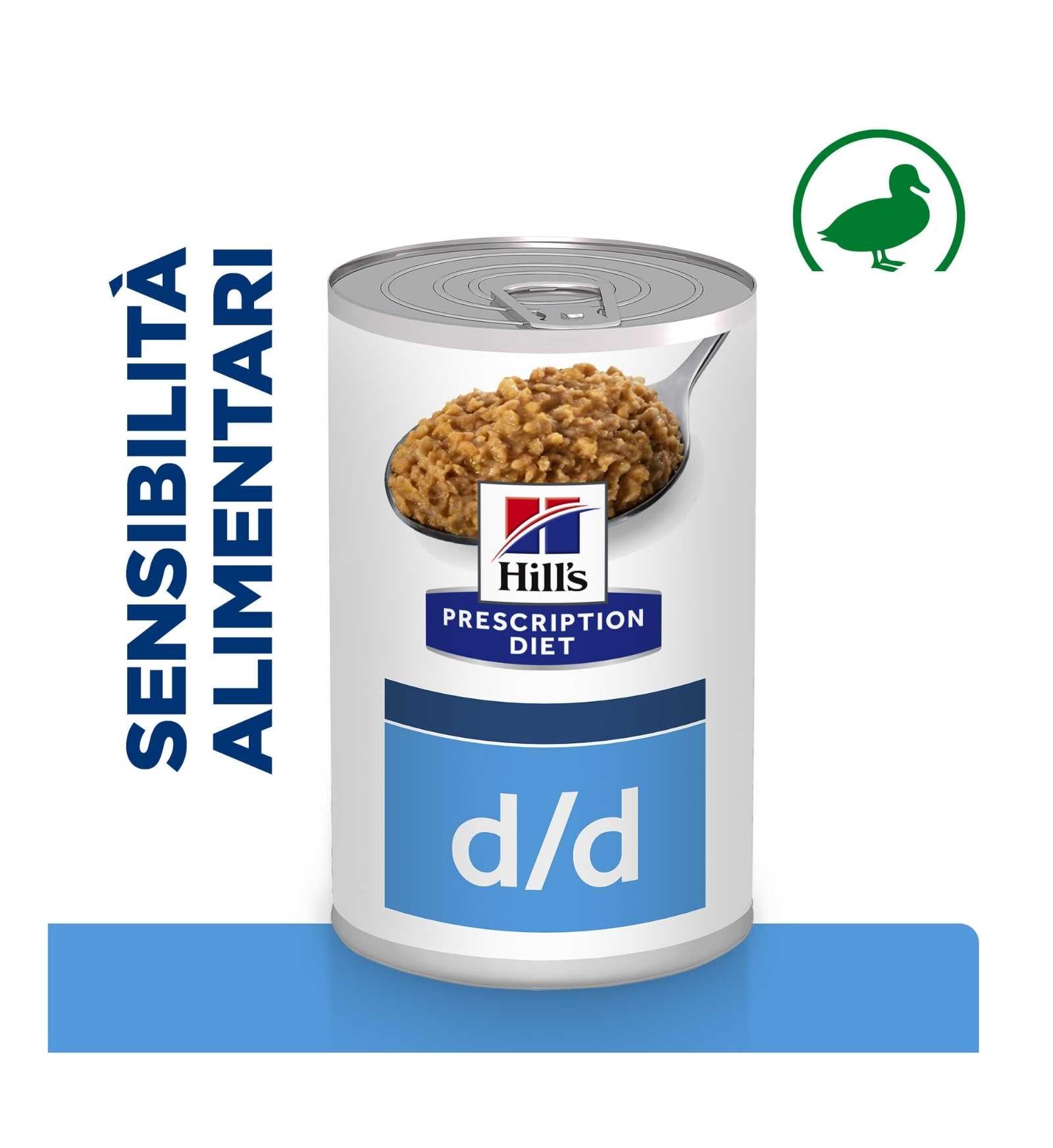 HILL'S PRESCRIPTION DIET CANE D/D FOOD SENSITIVITIES ANATRA DA 370 G IN LATTINA
