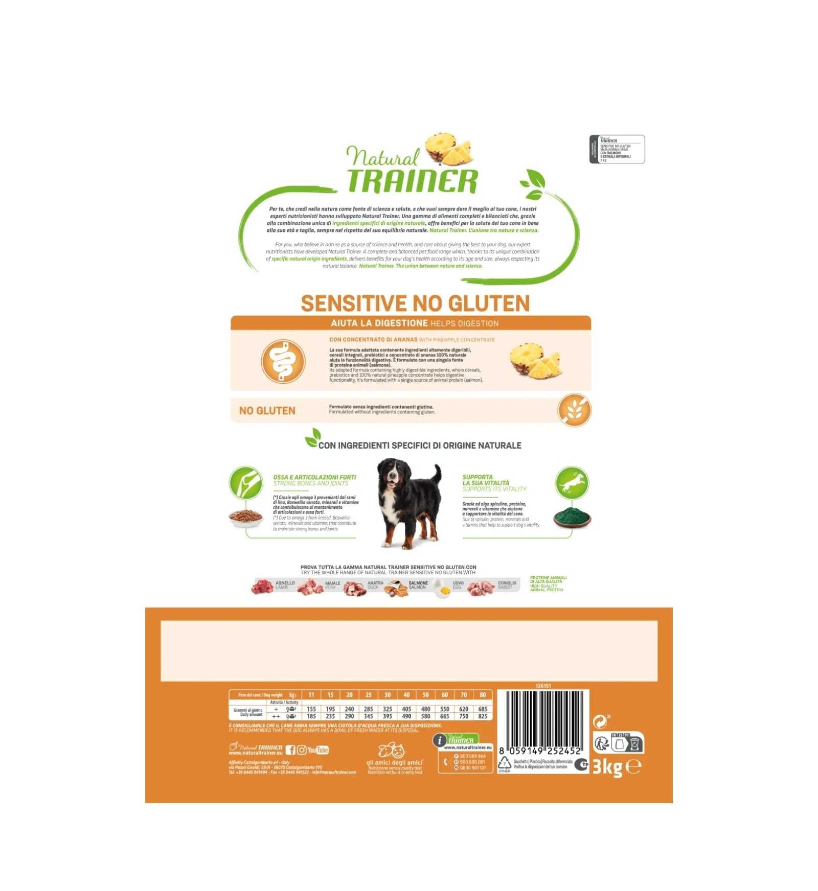 TRAINER CANE ADULT MEDIUM & MAXI SENSITIVE AL SALMONE NO GLUTEN