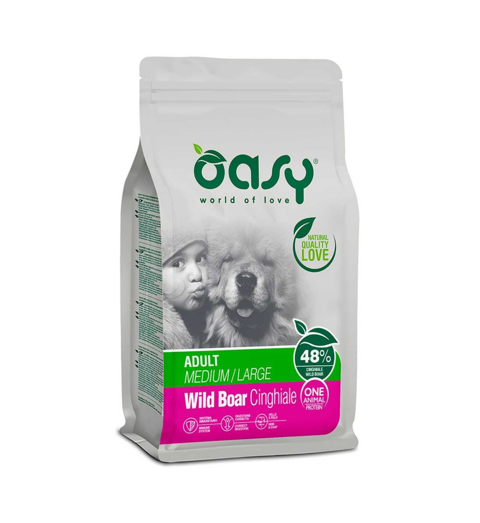 OASY CANE ADULT MEDIUM E LARGE CON CINGHIALE DA 2,5 KG