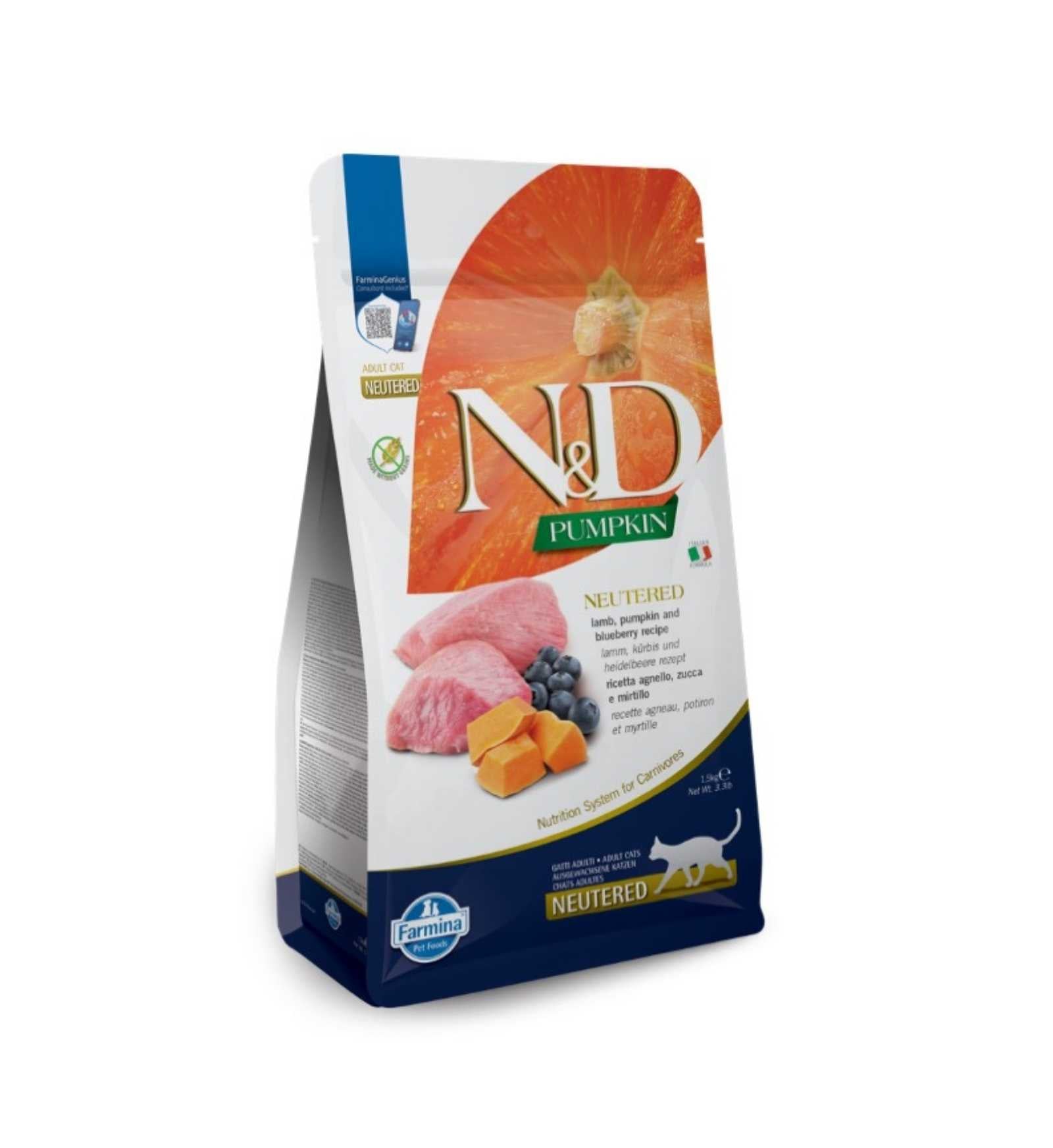 FARMINA N&D PRIME GATTO NEUTERED ADULT AGNELLO ZUCCA E MIRTILLI