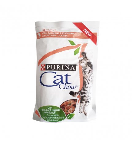 Purina chow cat gatto sensitive al salmone e zucchine da 85 gr in busta