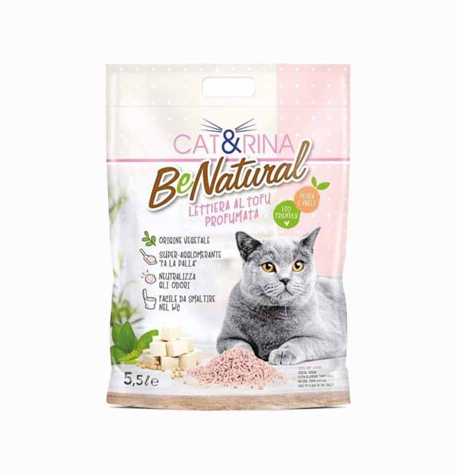 Lettiera gatto cat&rina benatural al tofu profumata alla pesca da 5,5 litri