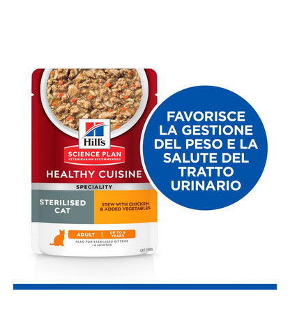 HILL'S SCIENCE PLAN GATTO ADULT STERILIZZATO HEALTY CUISINE POLLO E VERDURE DA 80 GR IN BUSTA