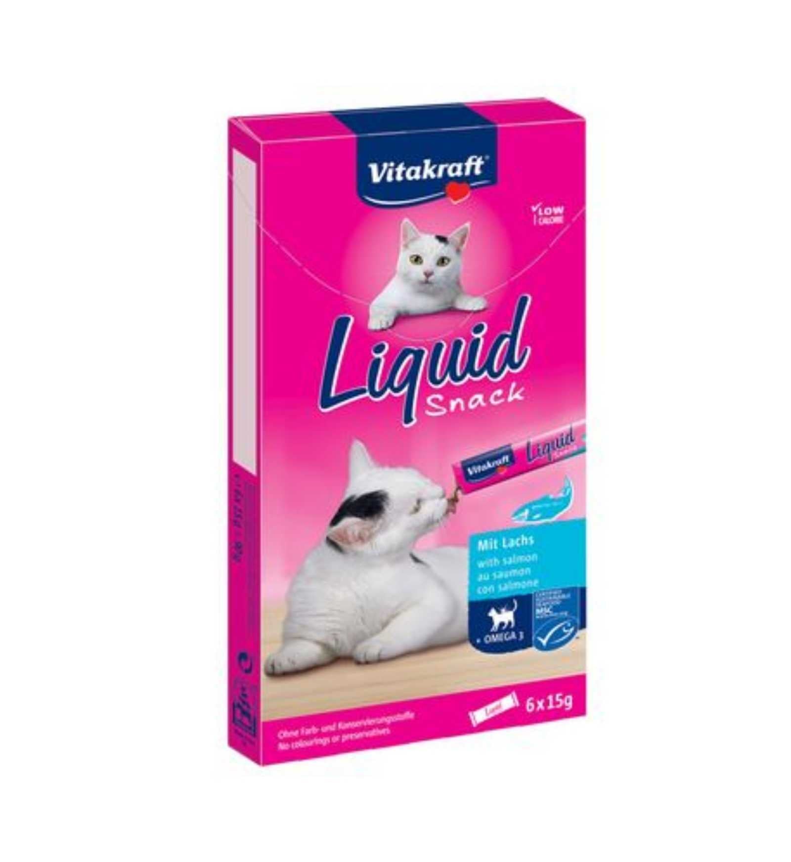 VITAKRAFT GATTO CAT LIQUID SNACK CON OMEGA 3 6 x 15 ML