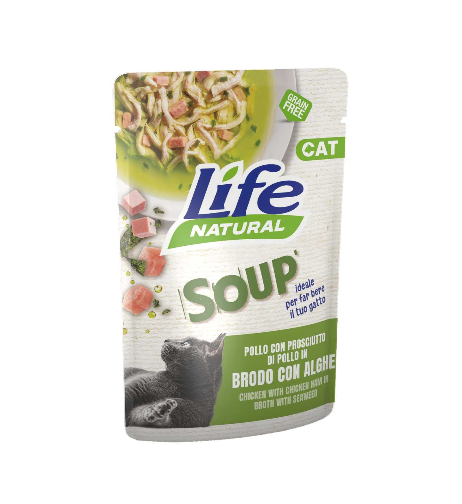LIFEPETCARE GATTO LIFE CAT SOUP POLLO CON PROSCIUTTO IN BRODO CON ALGHE DA 60 GR IN BUSTA