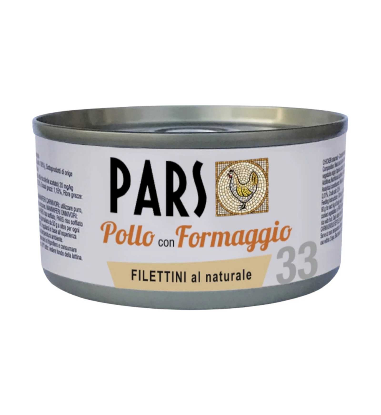 PARS CANE E GATTO FILETTI DI POLLO CON FORMAGGIO IN LATTINA DA 85 GR