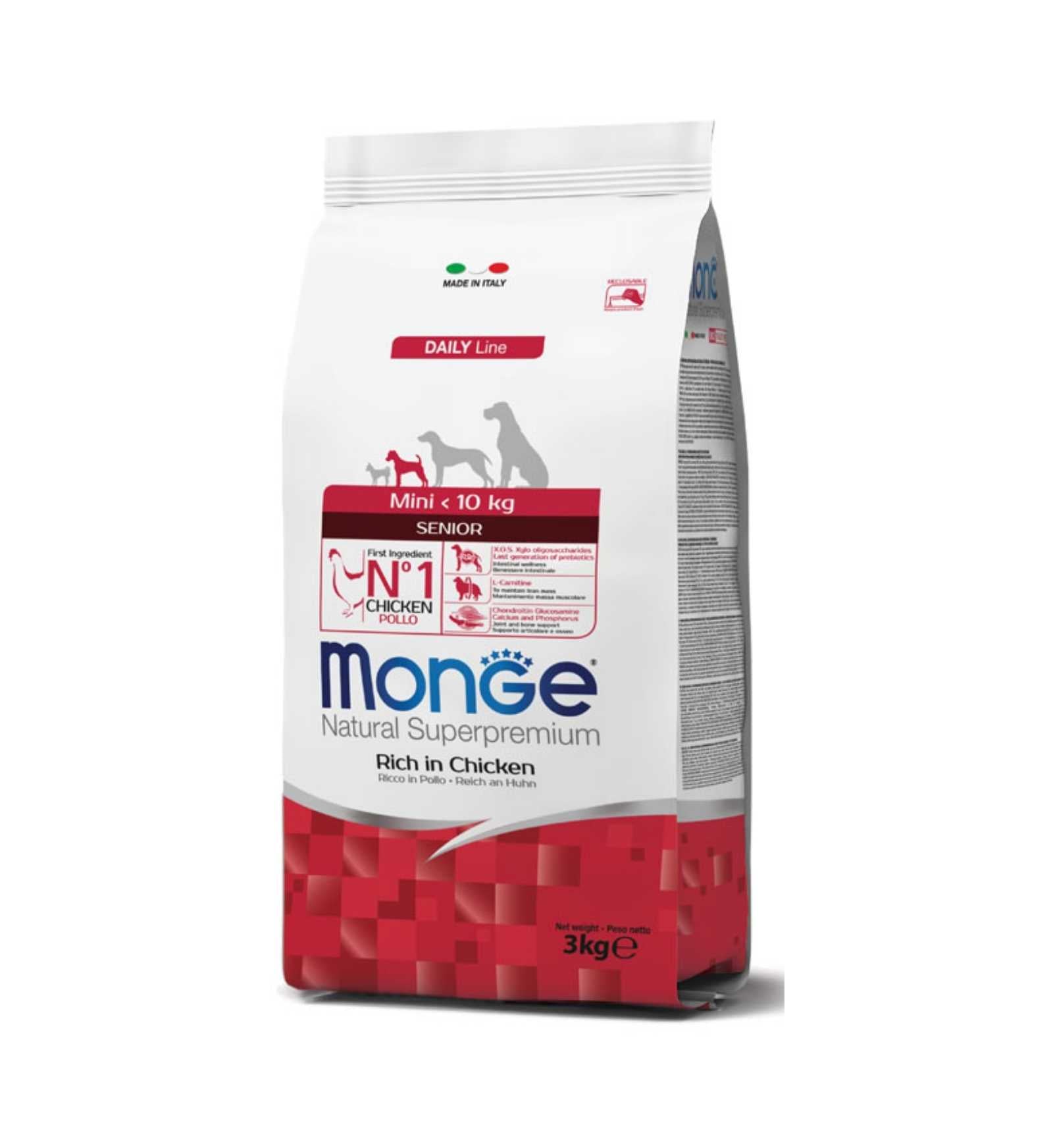 MONGE SUPERPREMIUM CANE SENIOR MINI POLLO DA 3 KG